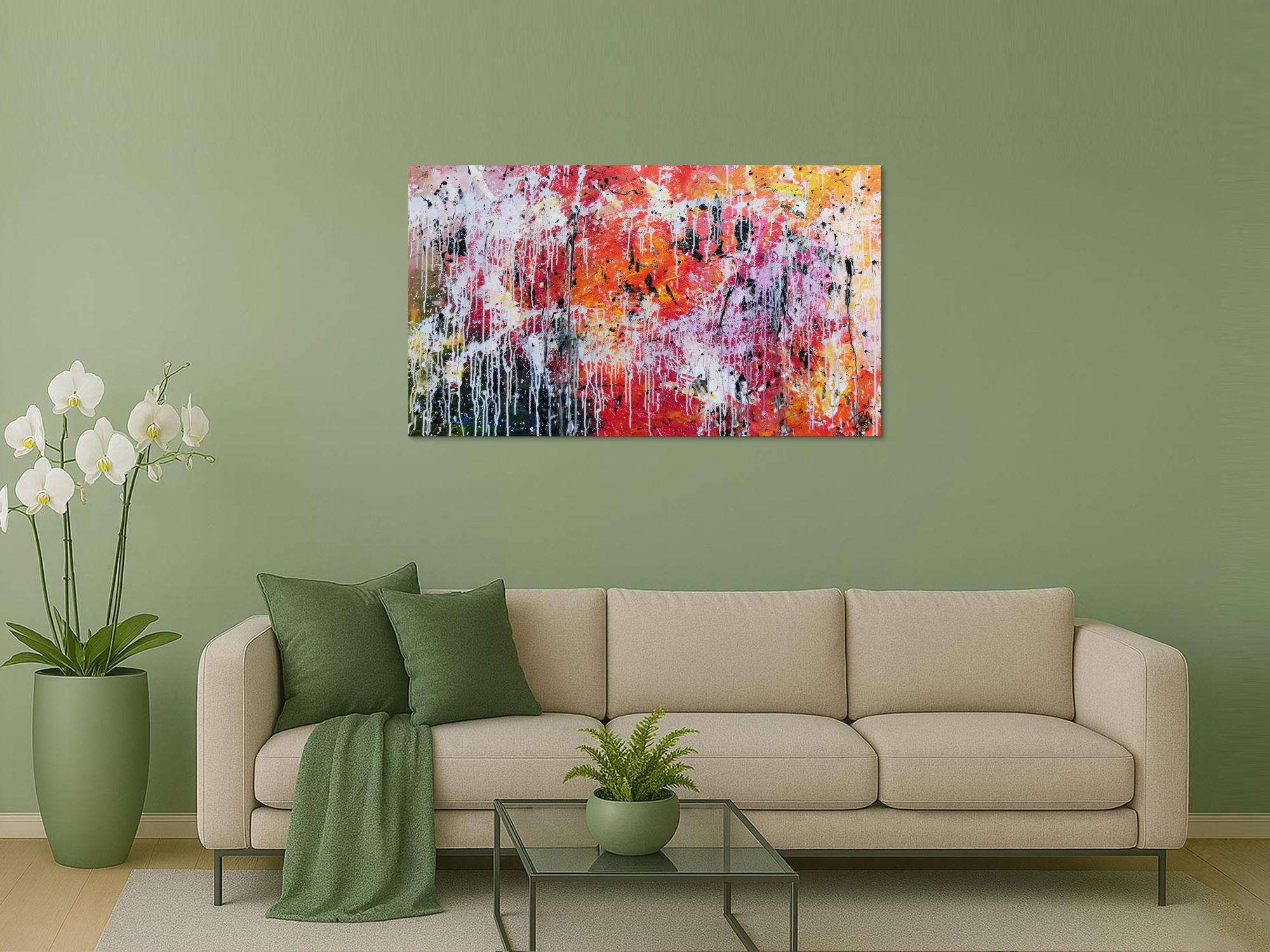 Abstraktes modernes Gemälde acryl sehr bunt und viele Farben