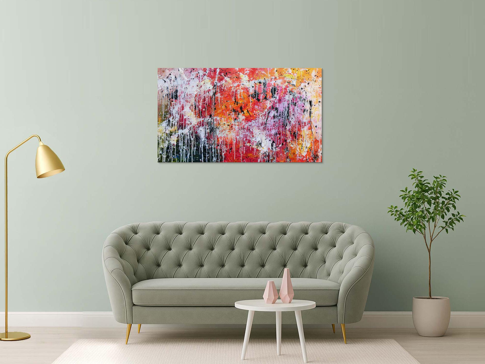 Abstraktes modernes Gemälde acryl sehr bunt und viele Farben