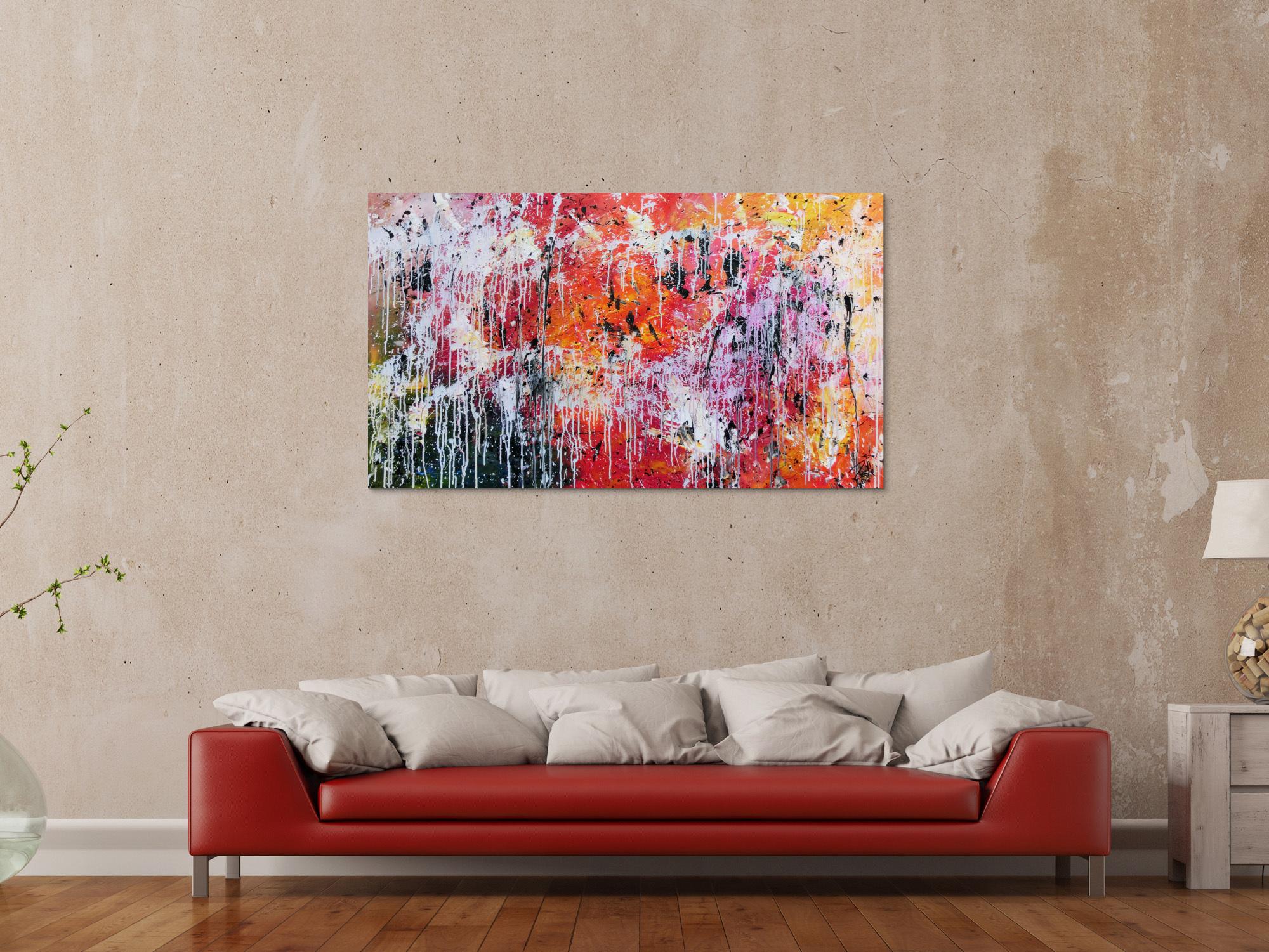 Abstraktes modernes Gemälde acryl sehr bunt und viele Farben