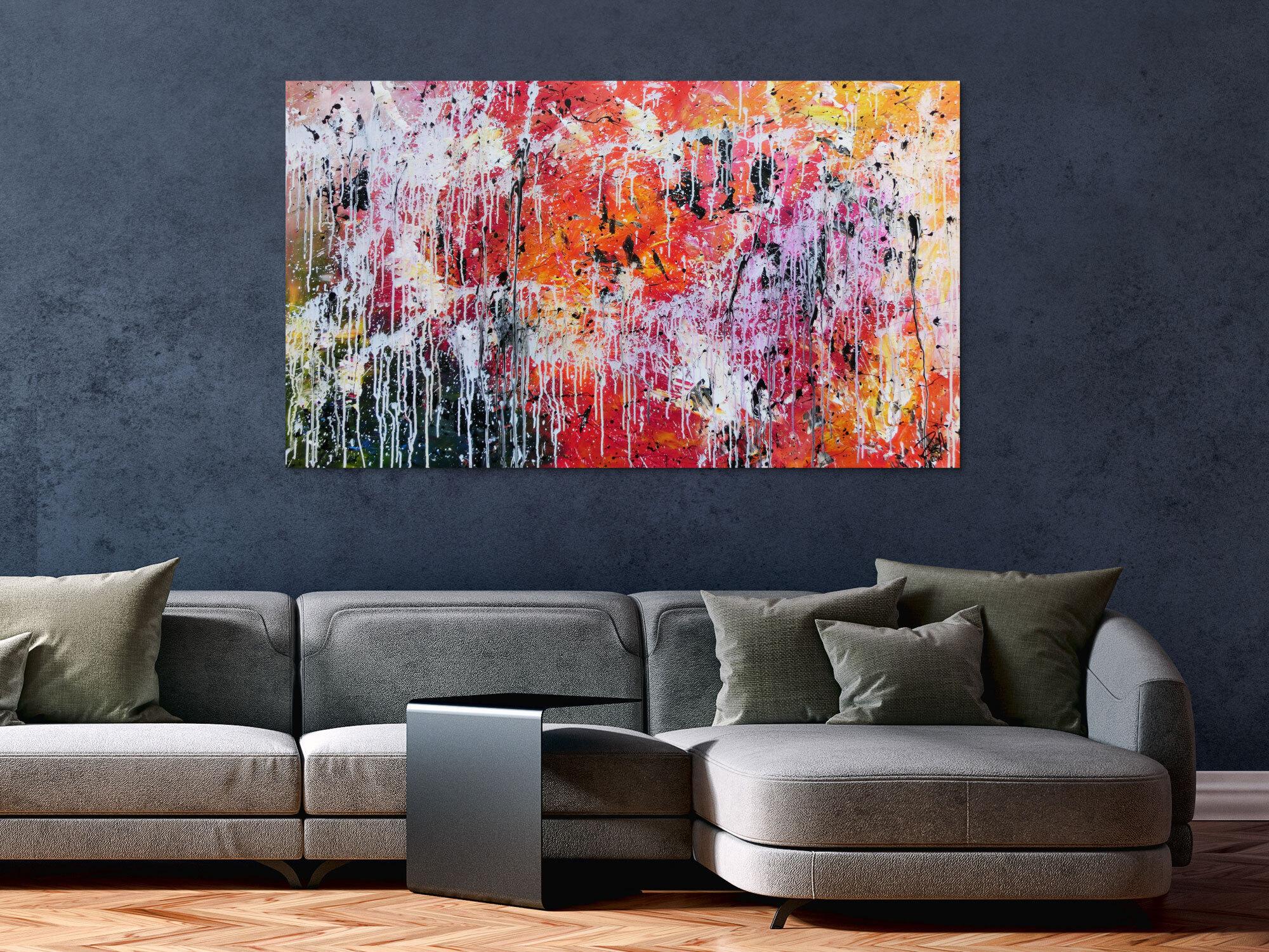 Abstraktes modernes Gemälde acryl sehr bunt und viele Farben