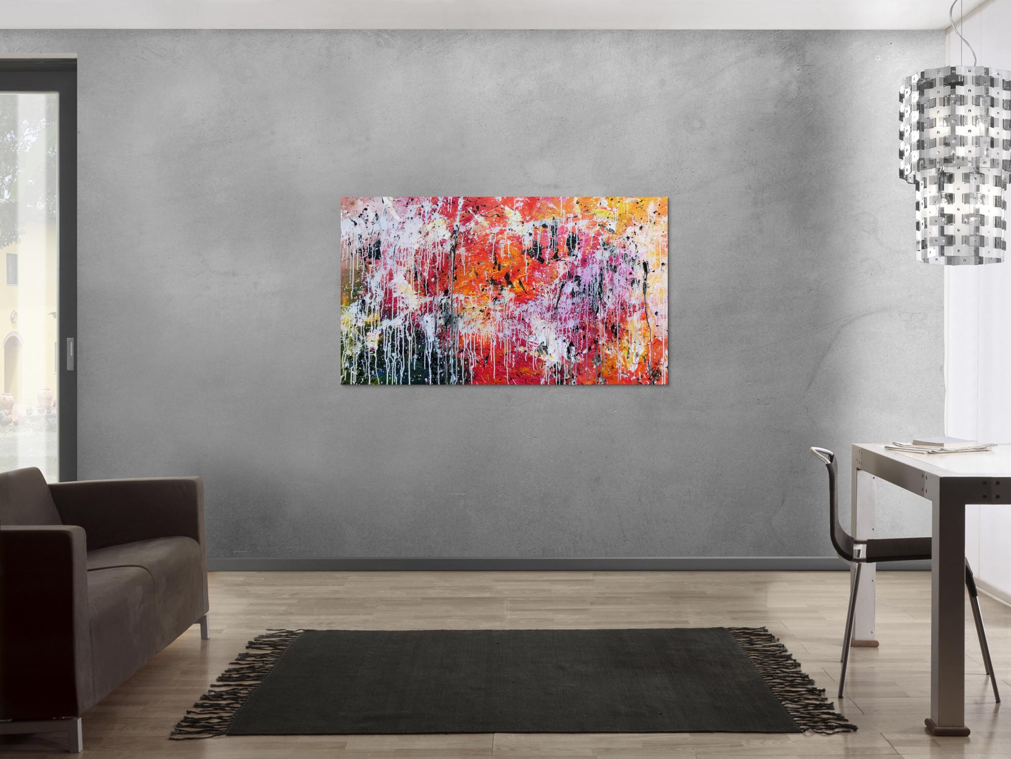 Abstraktes modernes Gemälde acryl sehr bunt und viele Farben