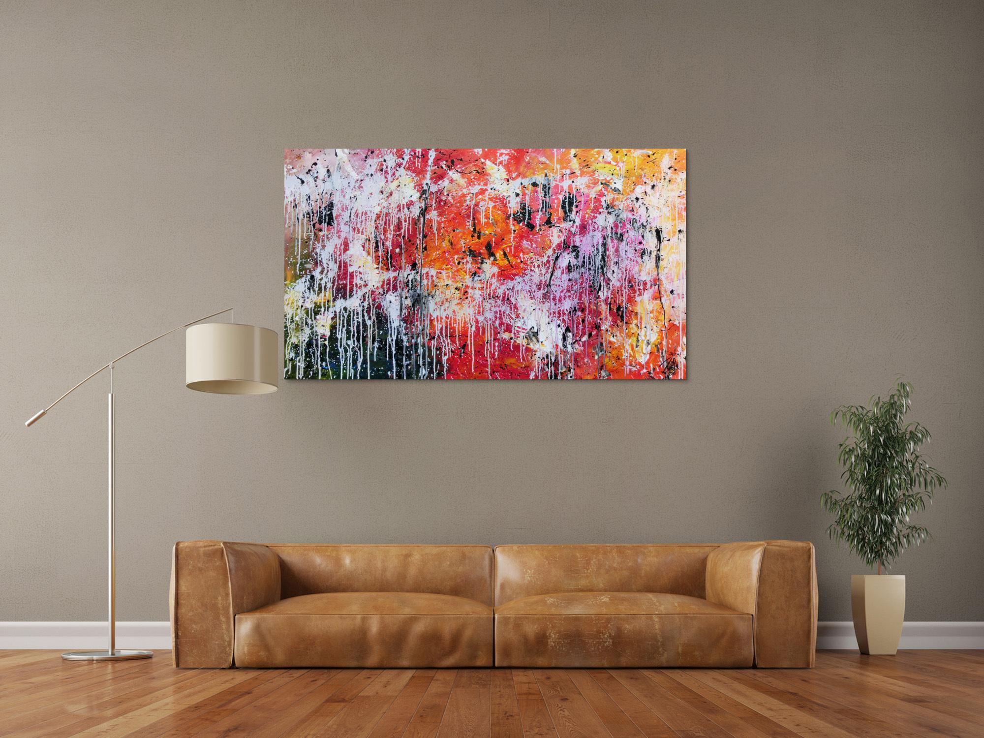 Abstraktes modernes Gemälde acryl sehr bunt und viele Farben