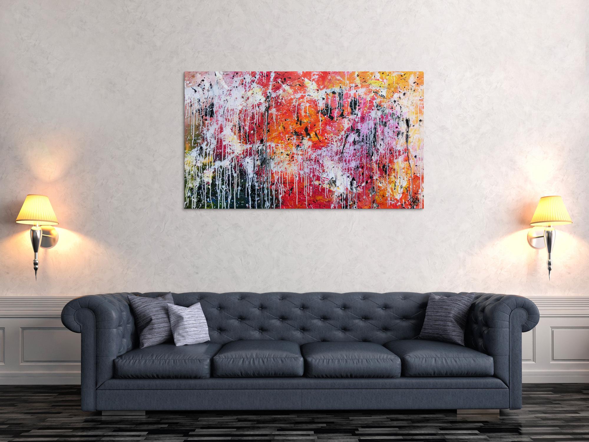 Abstraktes modernes Gemälde acryl sehr bunt und viele Farben