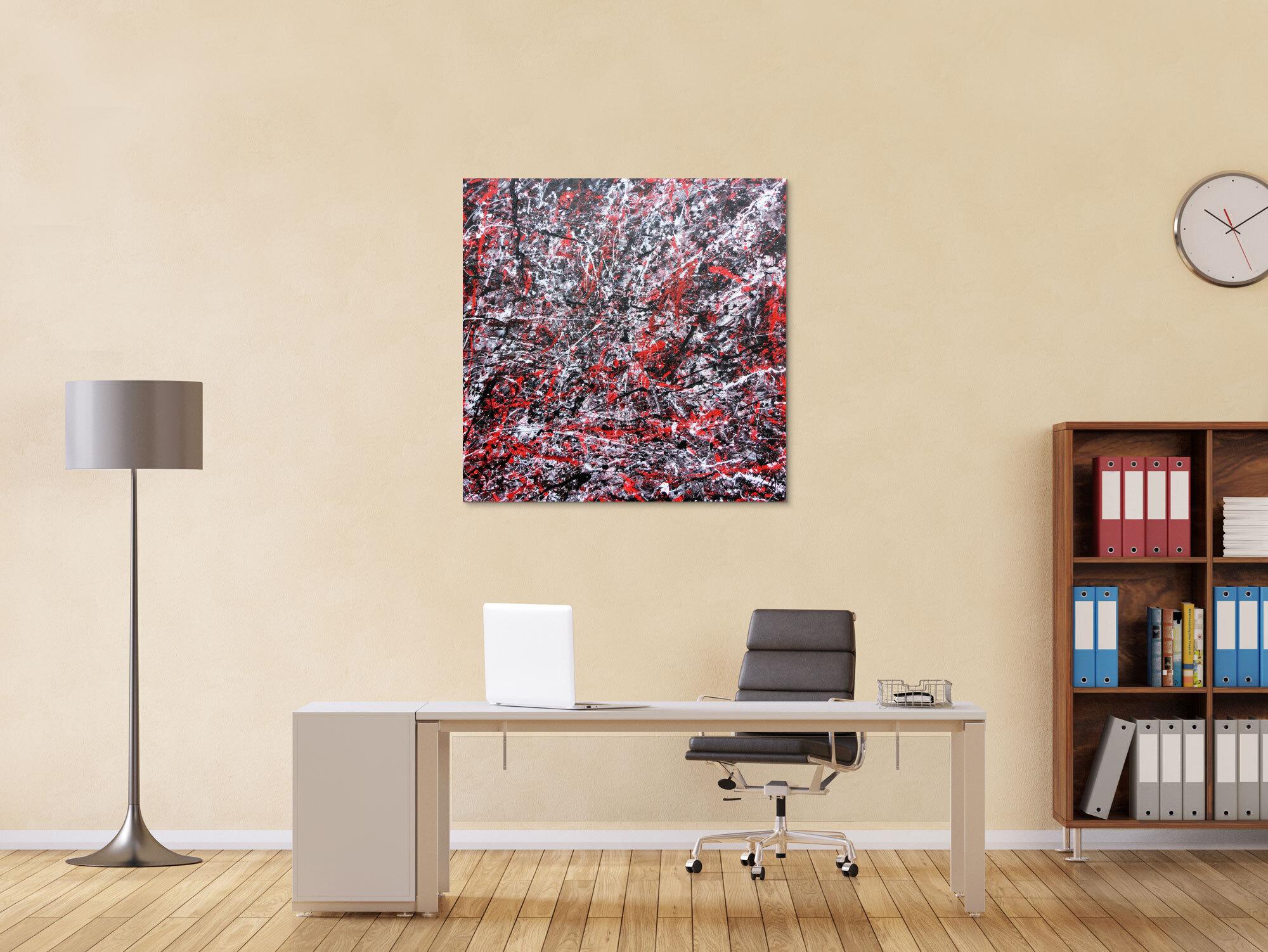 Abstraktes Acrylgemälde modern schwarz rot weiß