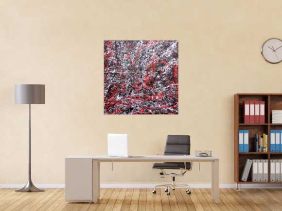 Abstraktes Acrylgemälde modern schwarz rot weiß