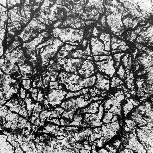 Abstraktes Acryl Gemälde quadratisch schwarz weiß modern