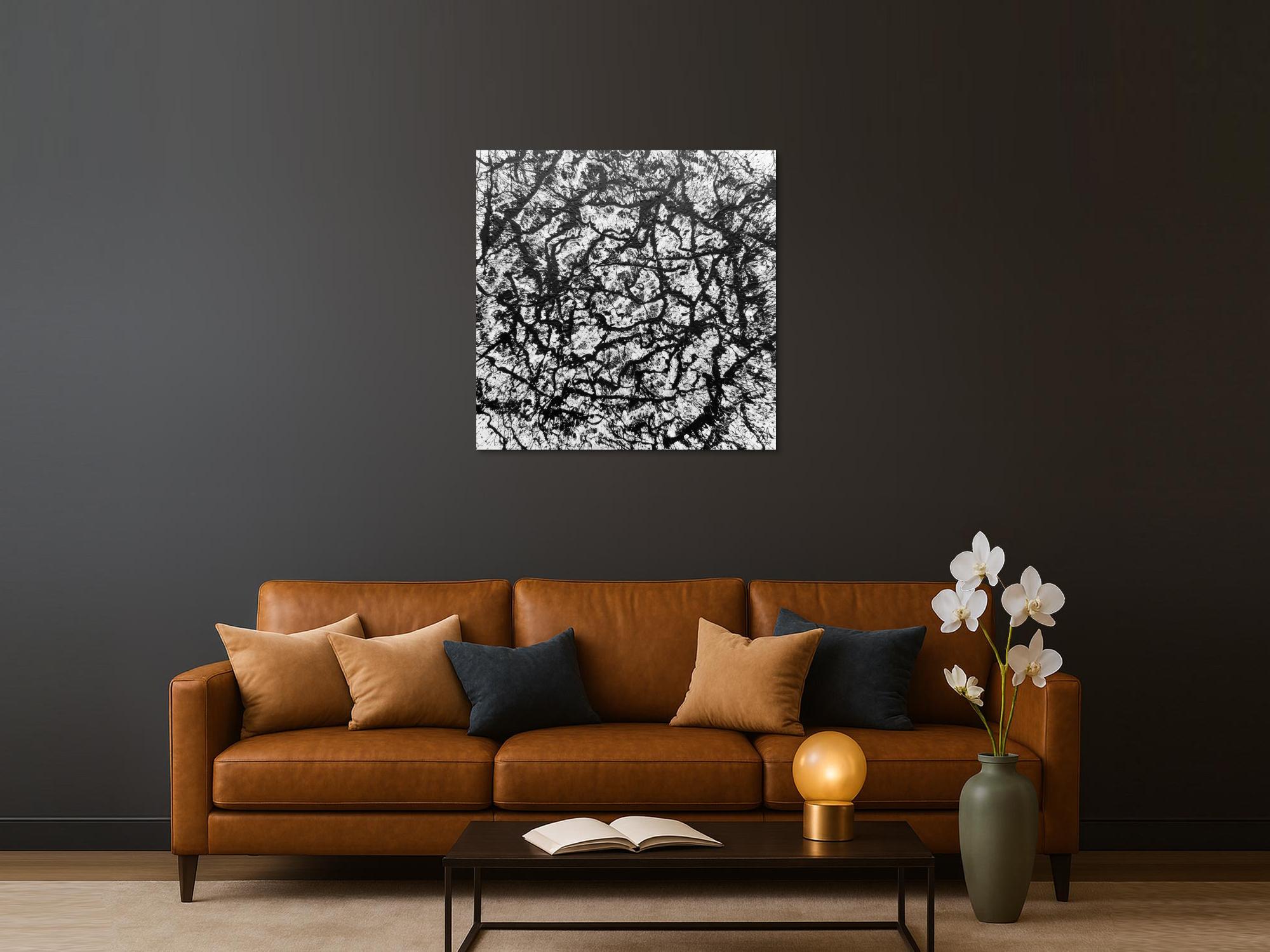 Abstraktes Acryl Gemälde quadratisch schwarz weiß modern