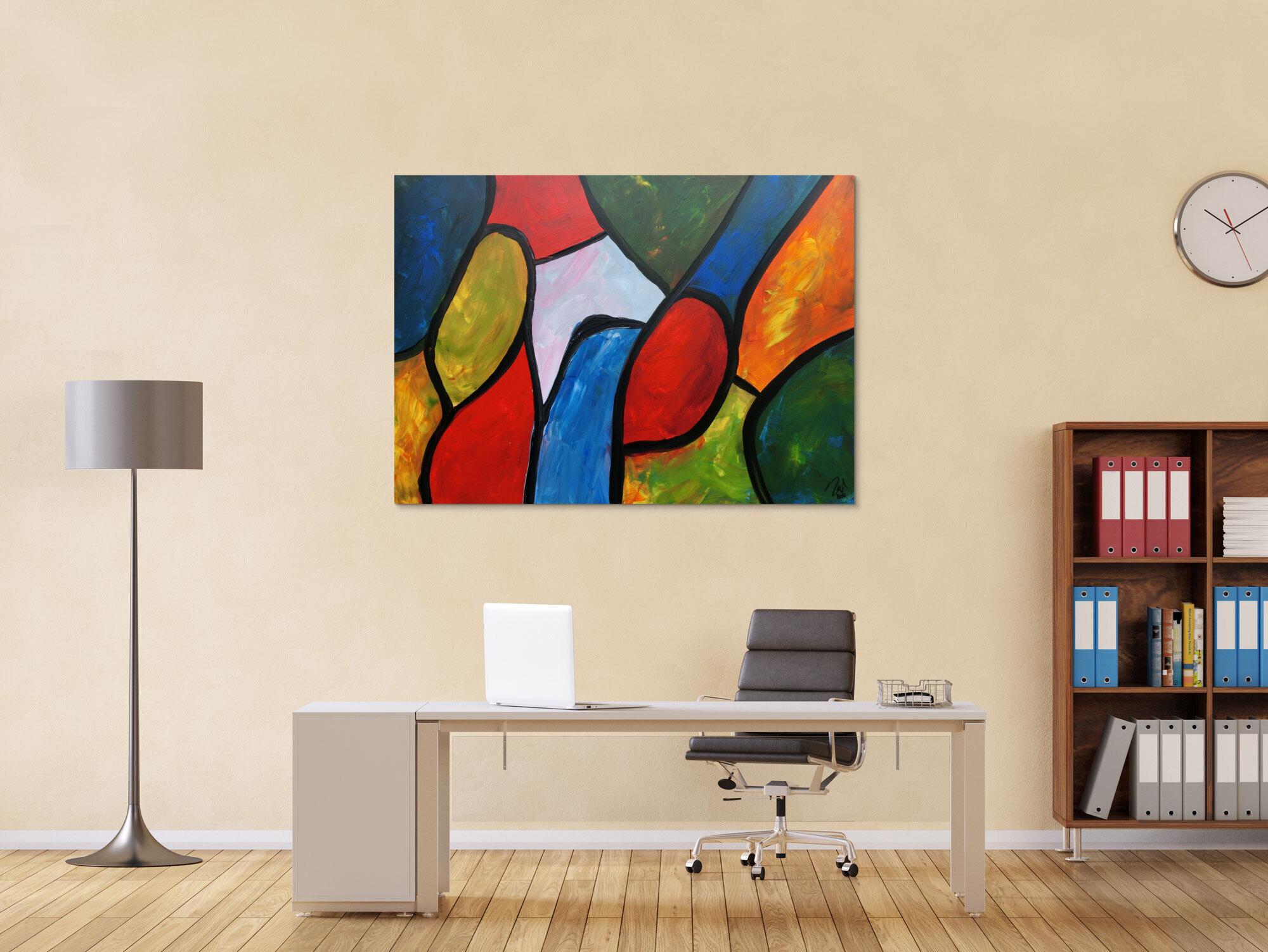 Buntes Gemälde mit vielen  farbigen Flächen modern abstrakt