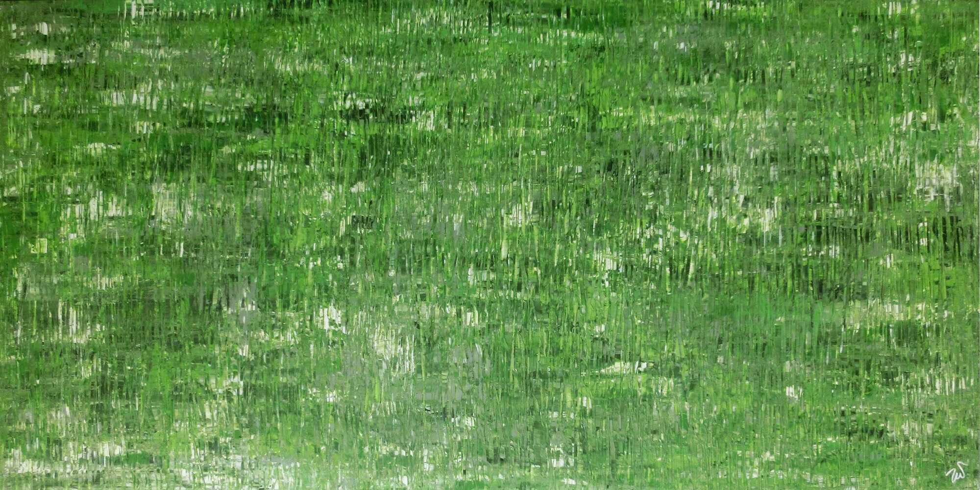 Abstraktes Acrylbild grünes Muster