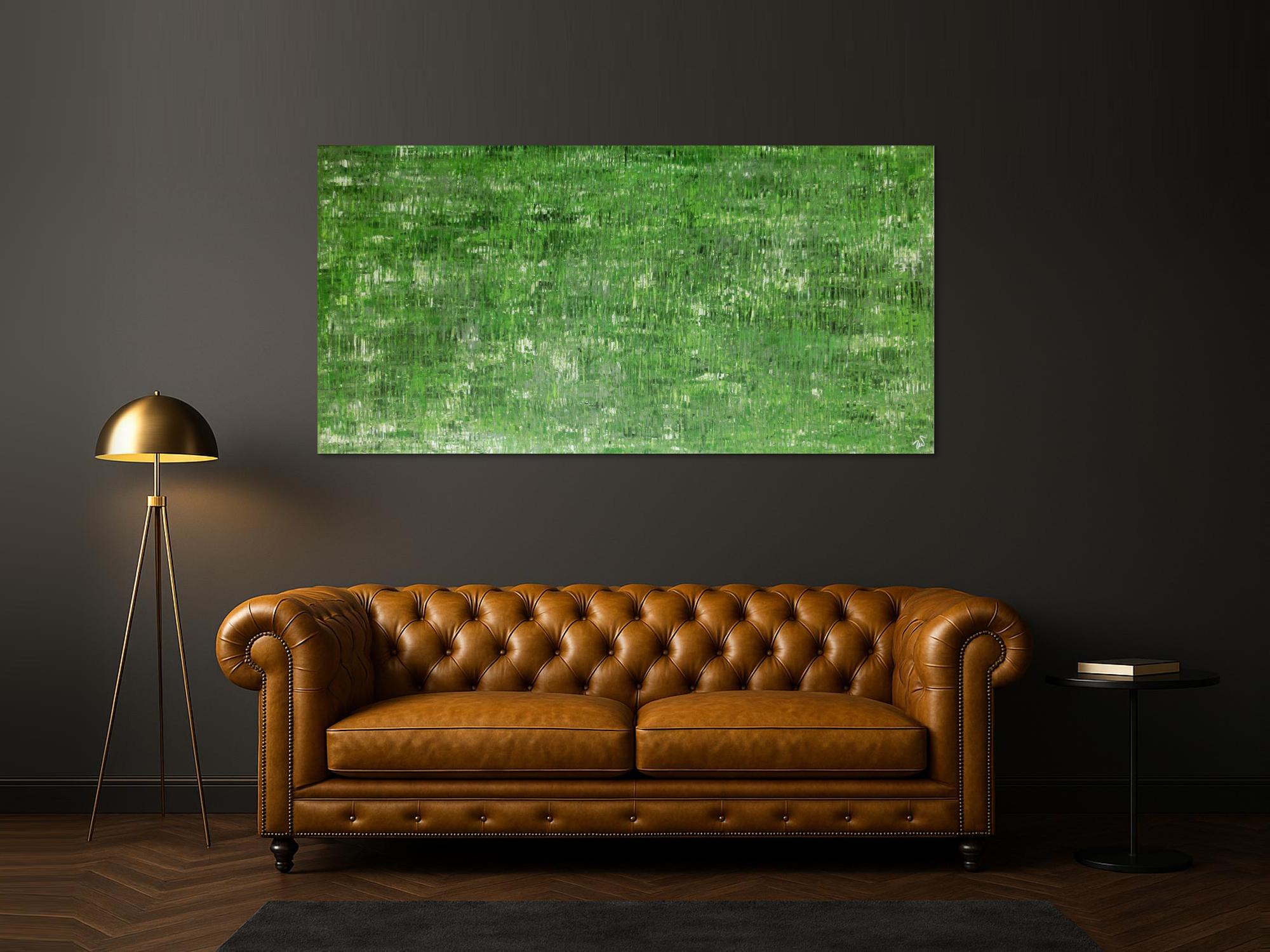 Abstraktes Acrylbild grünes Muster