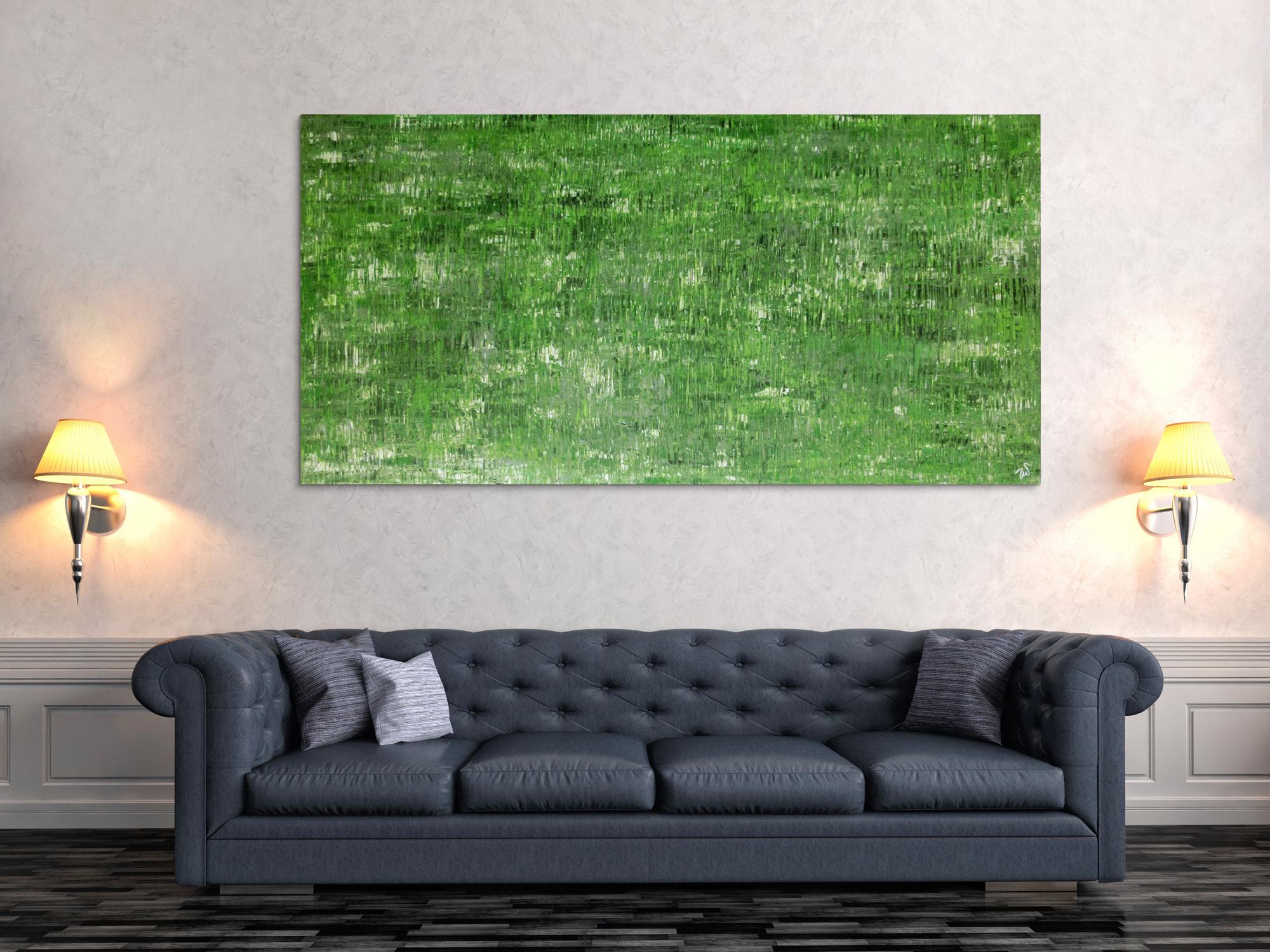 Abstraktes Acrylbild grünes Muster