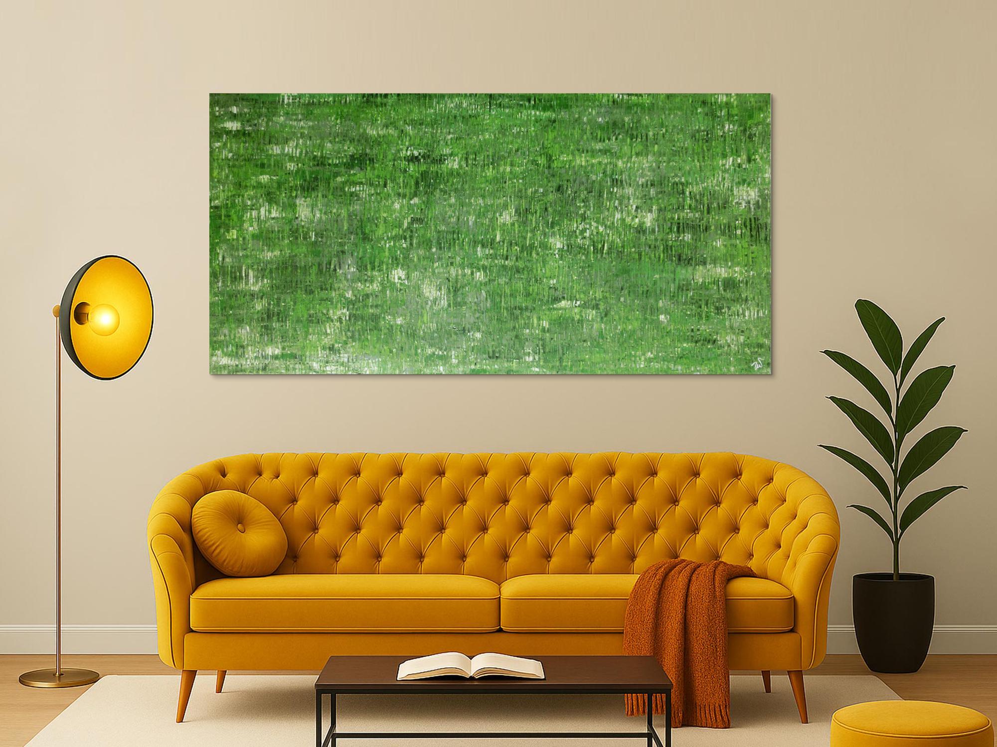 Abstraktes Acrylbild grünes Muster