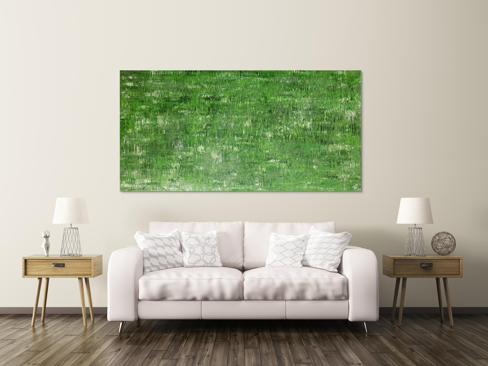 Abstraktes Acrylbild grünes Muster