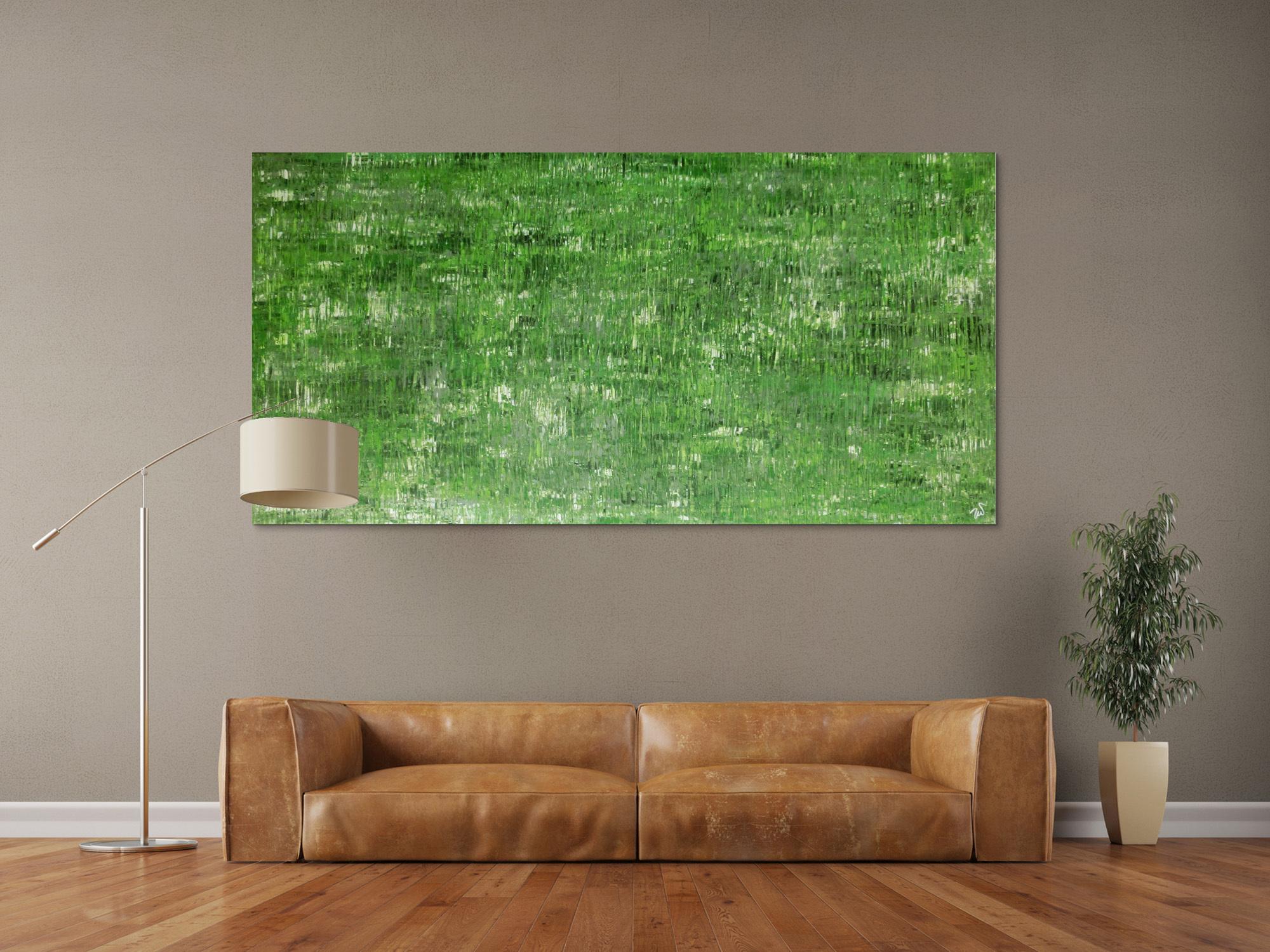 Abstraktes Acrylbild grünes Muster
