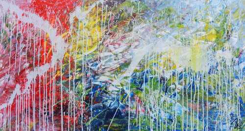 Helles abstraktes Acrylbild mondern zeitgenössich