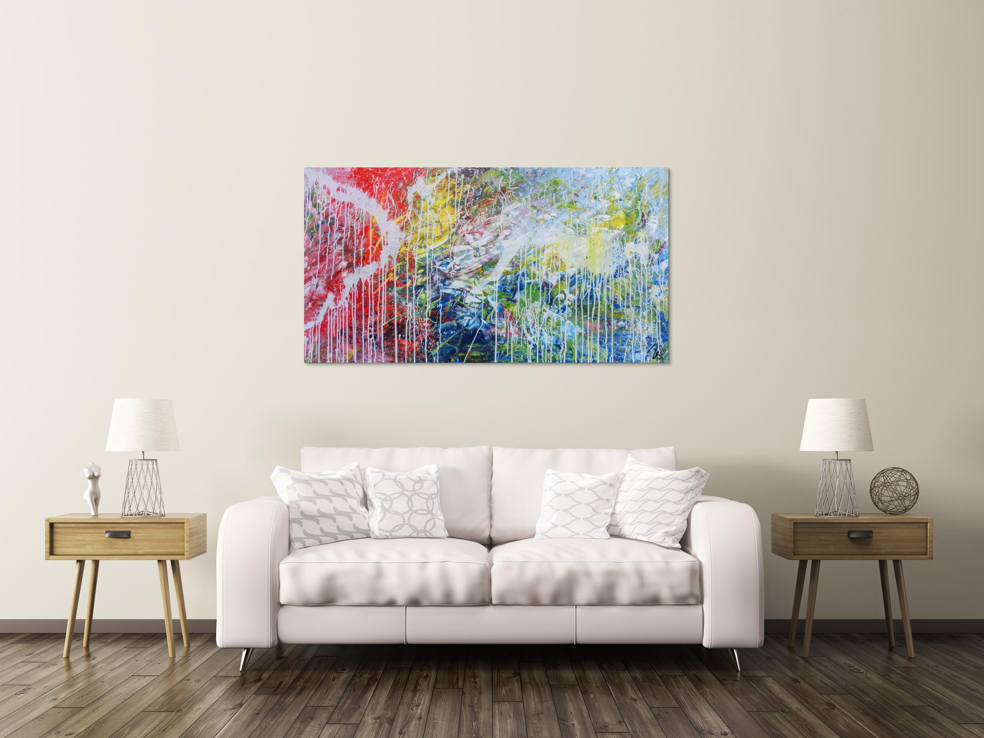 Helles abstraktes Acrylbild mondern zeitgenössich