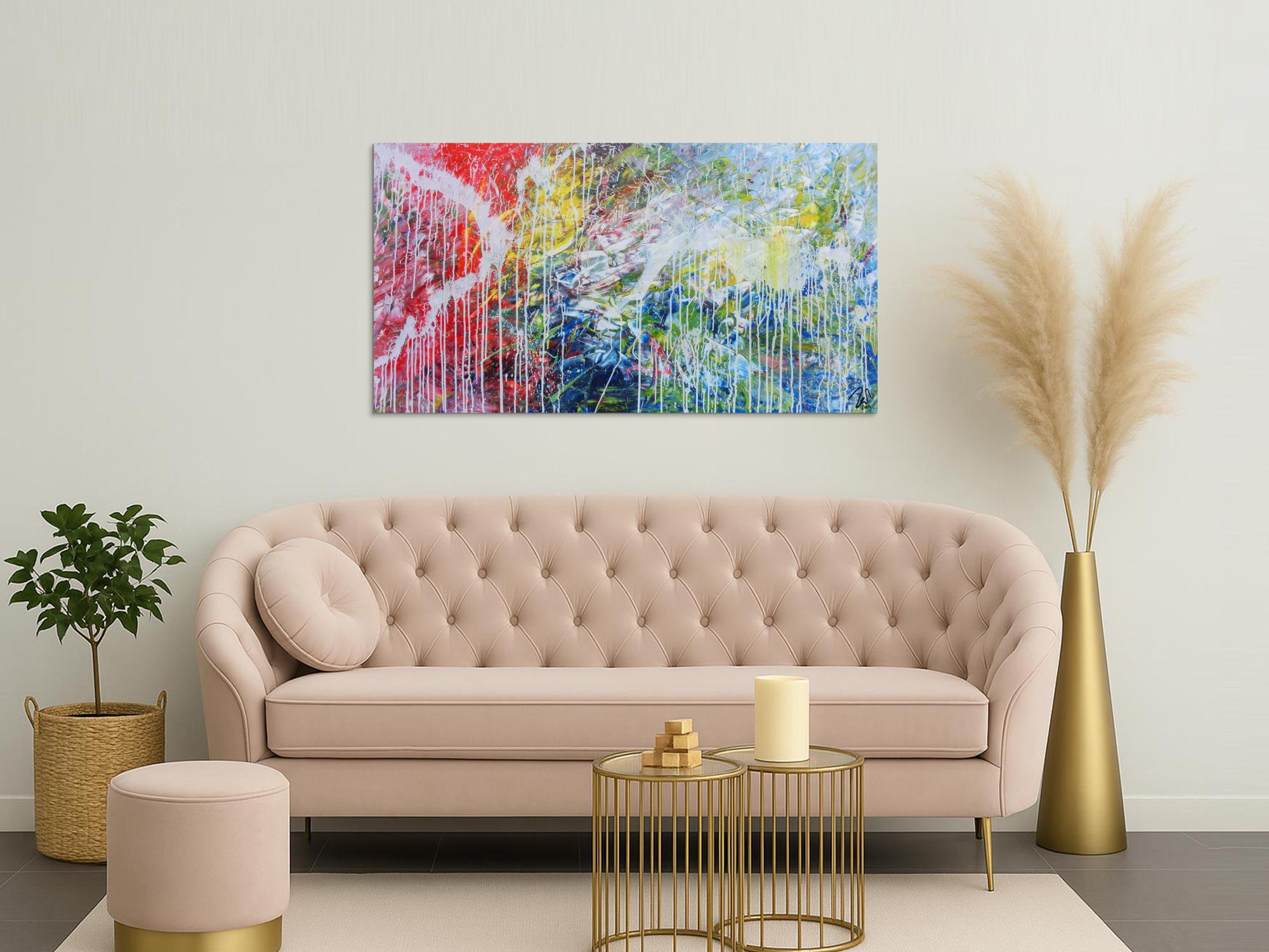 Helles abstraktes Acrylbild mondern zeitgenössich