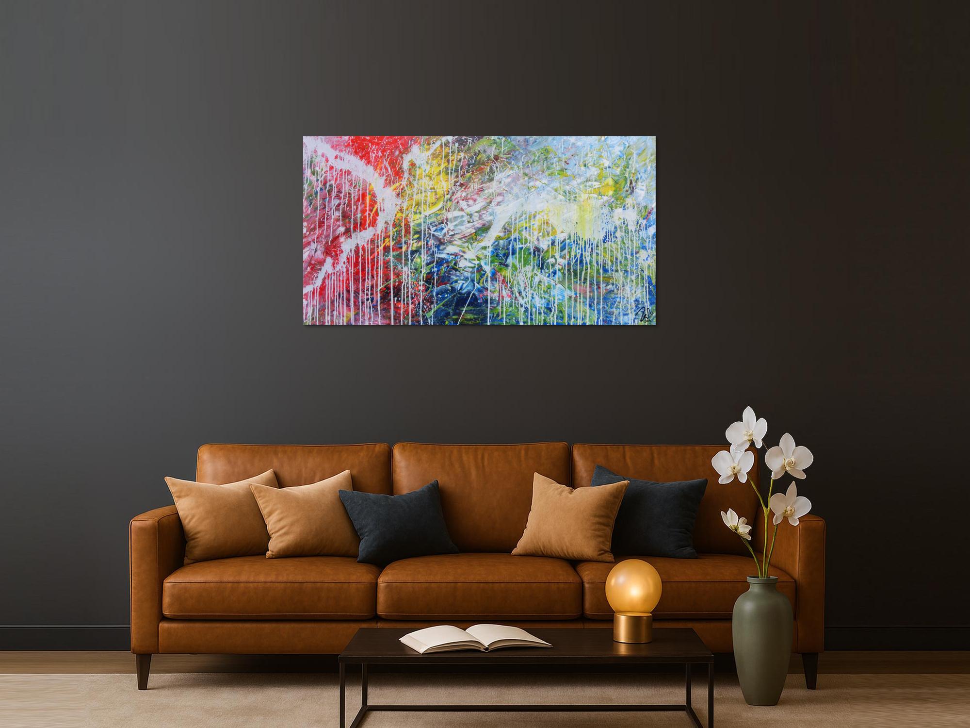 Helles abstraktes Acrylbild mondern zeitgenössich