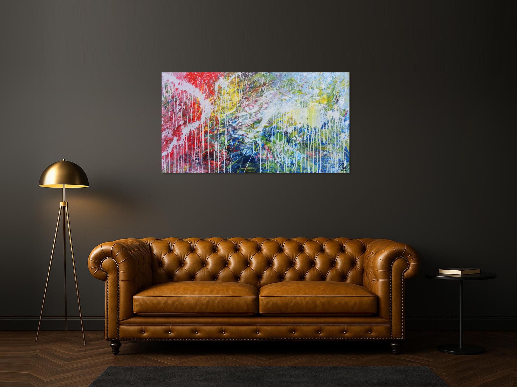 Helles abstraktes Acrylbild mondern zeitgenössich