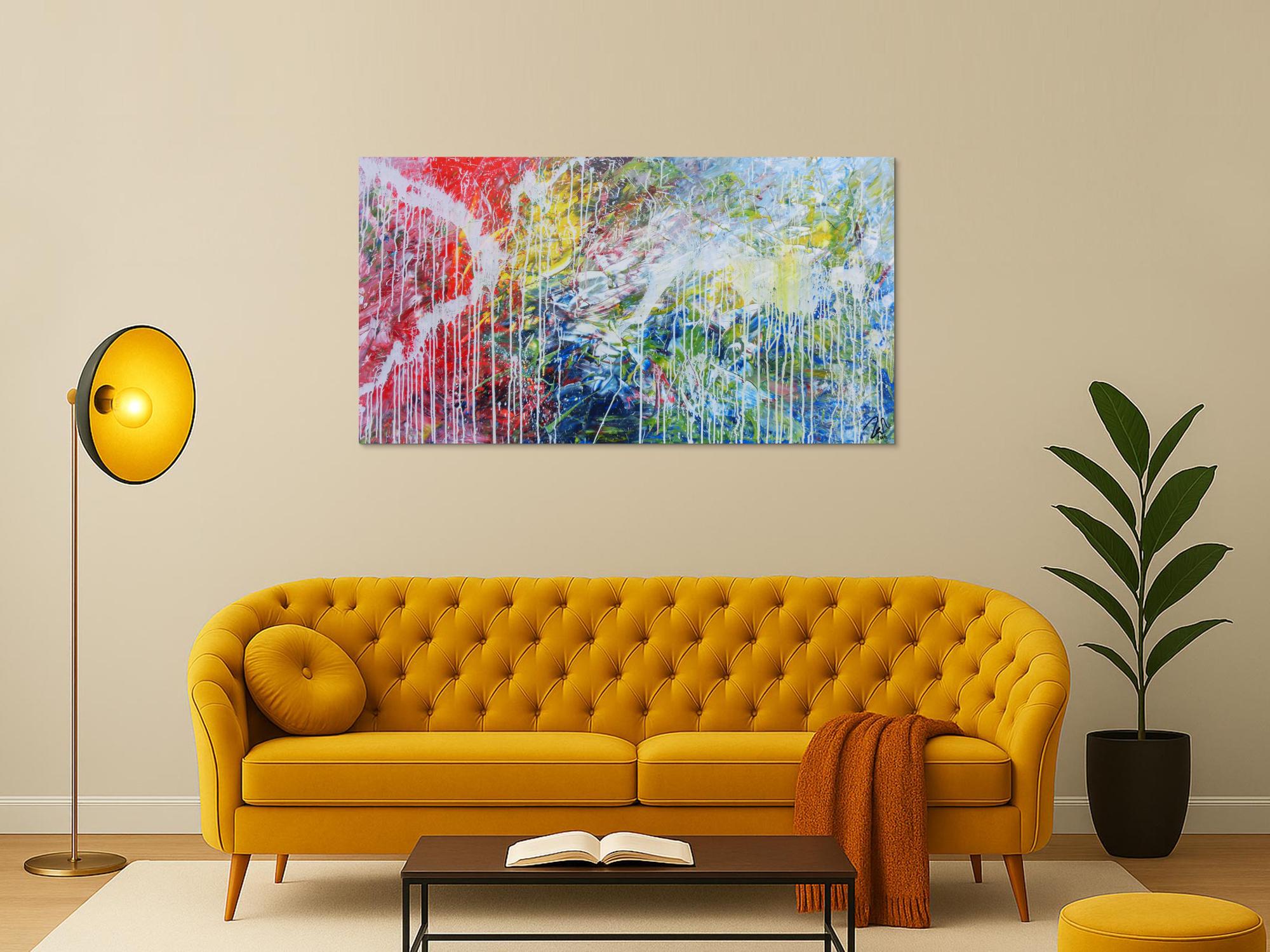 Helles abstraktes Acrylbild mondern zeitgenössich