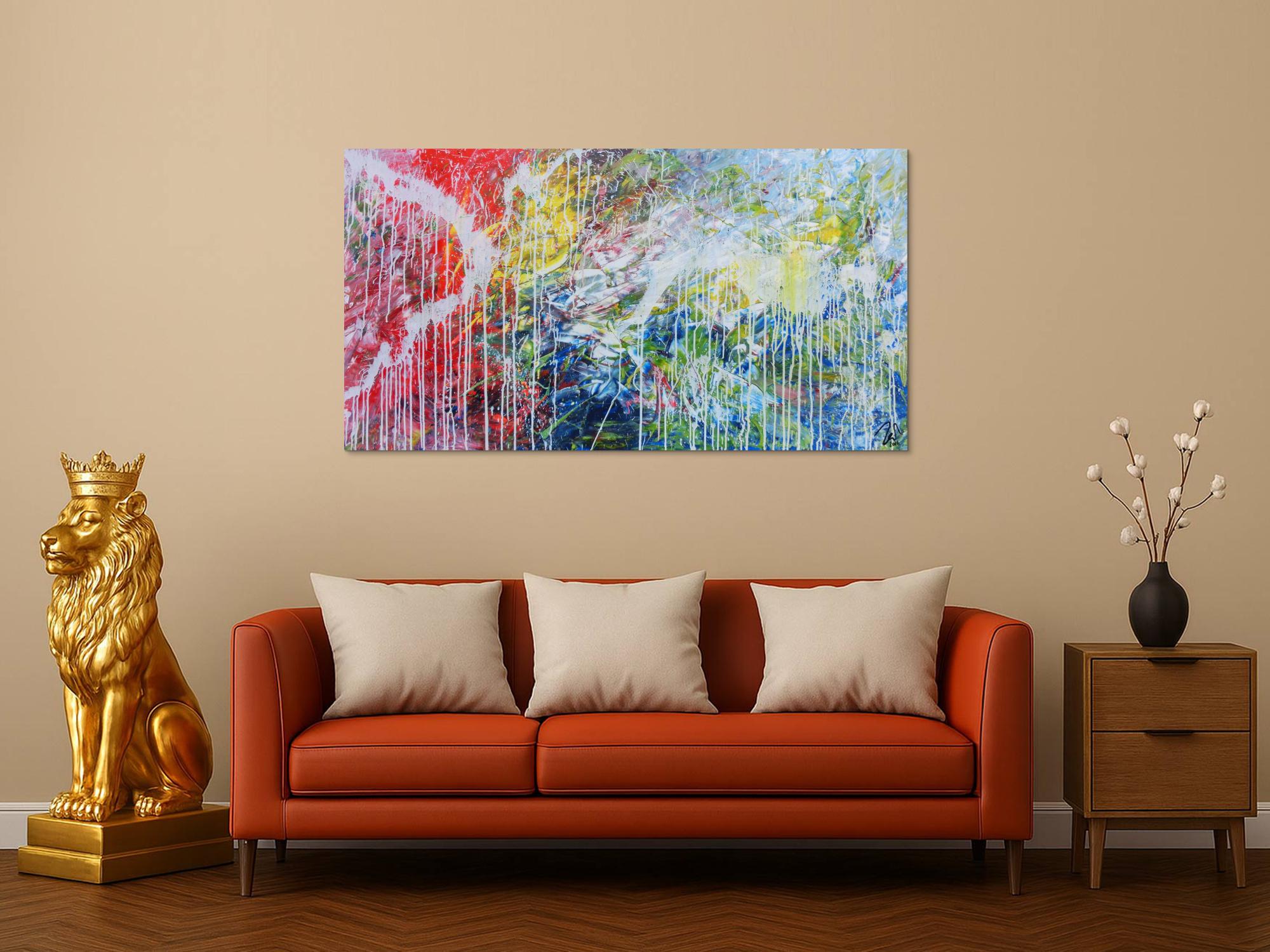 Helles abstraktes Acrylbild mondern zeitgenössich