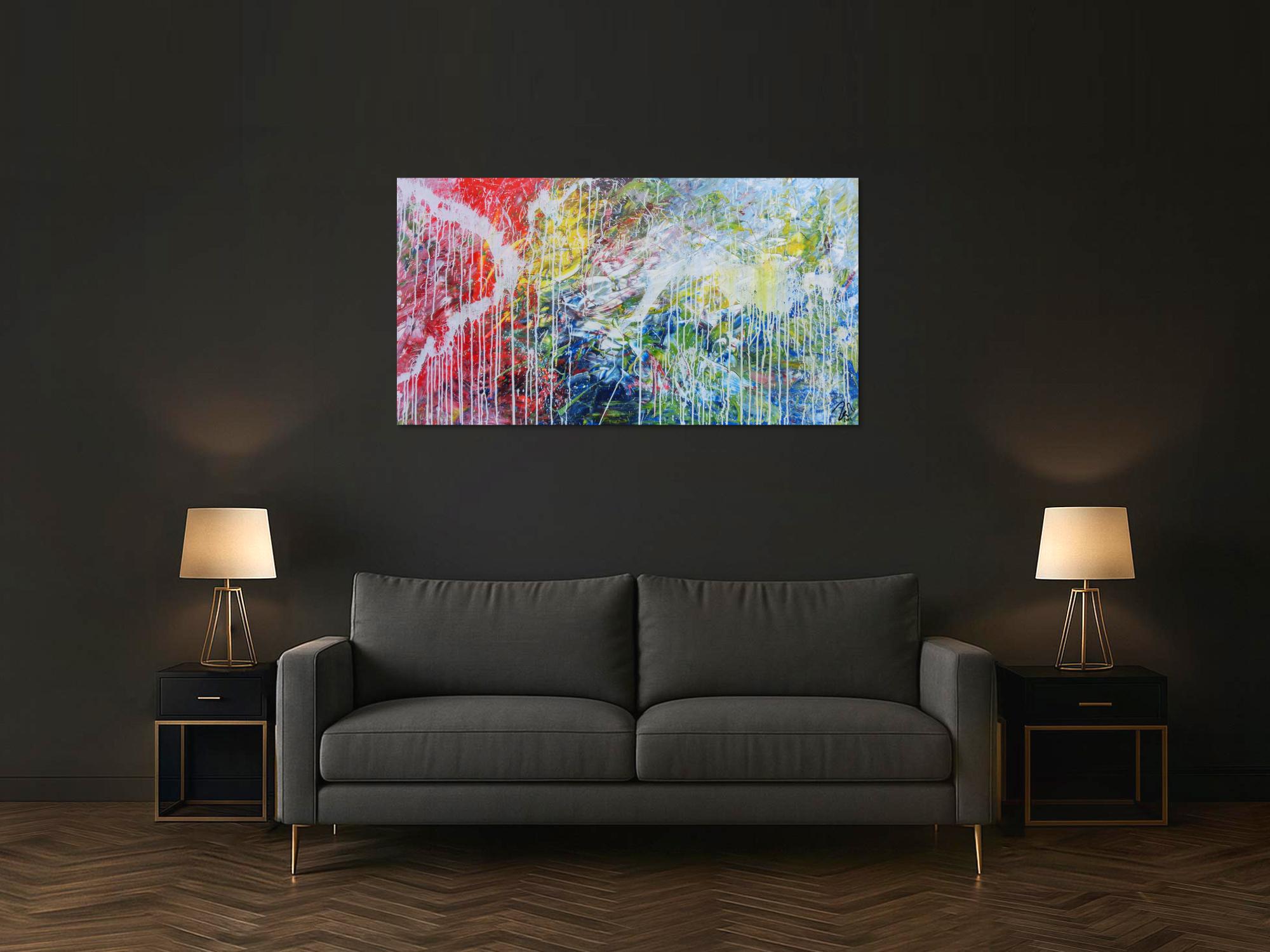 Helles abstraktes Acrylbild mondern zeitgenössich