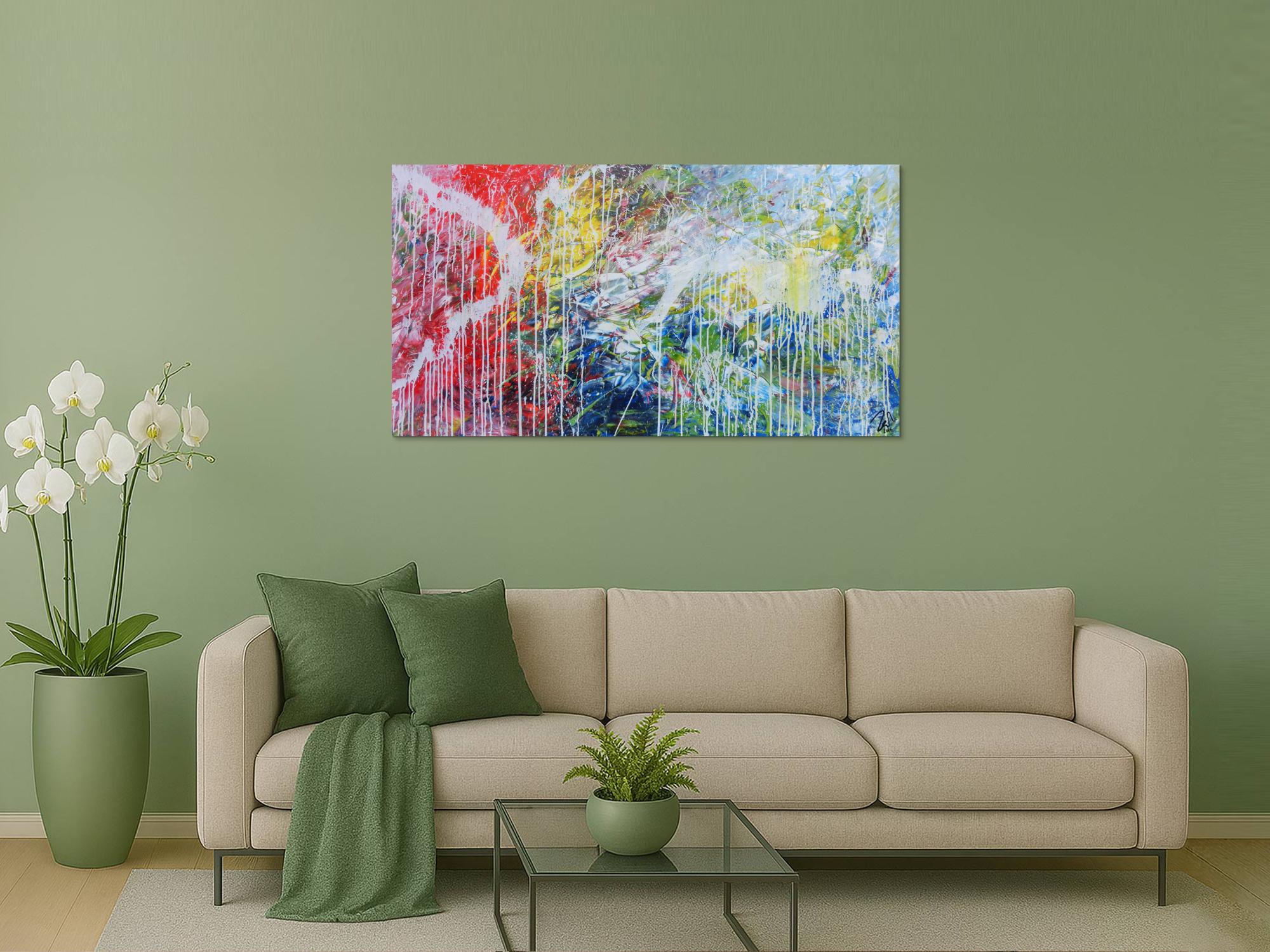 Helles abstraktes Acrylbild mondern zeitgenössich