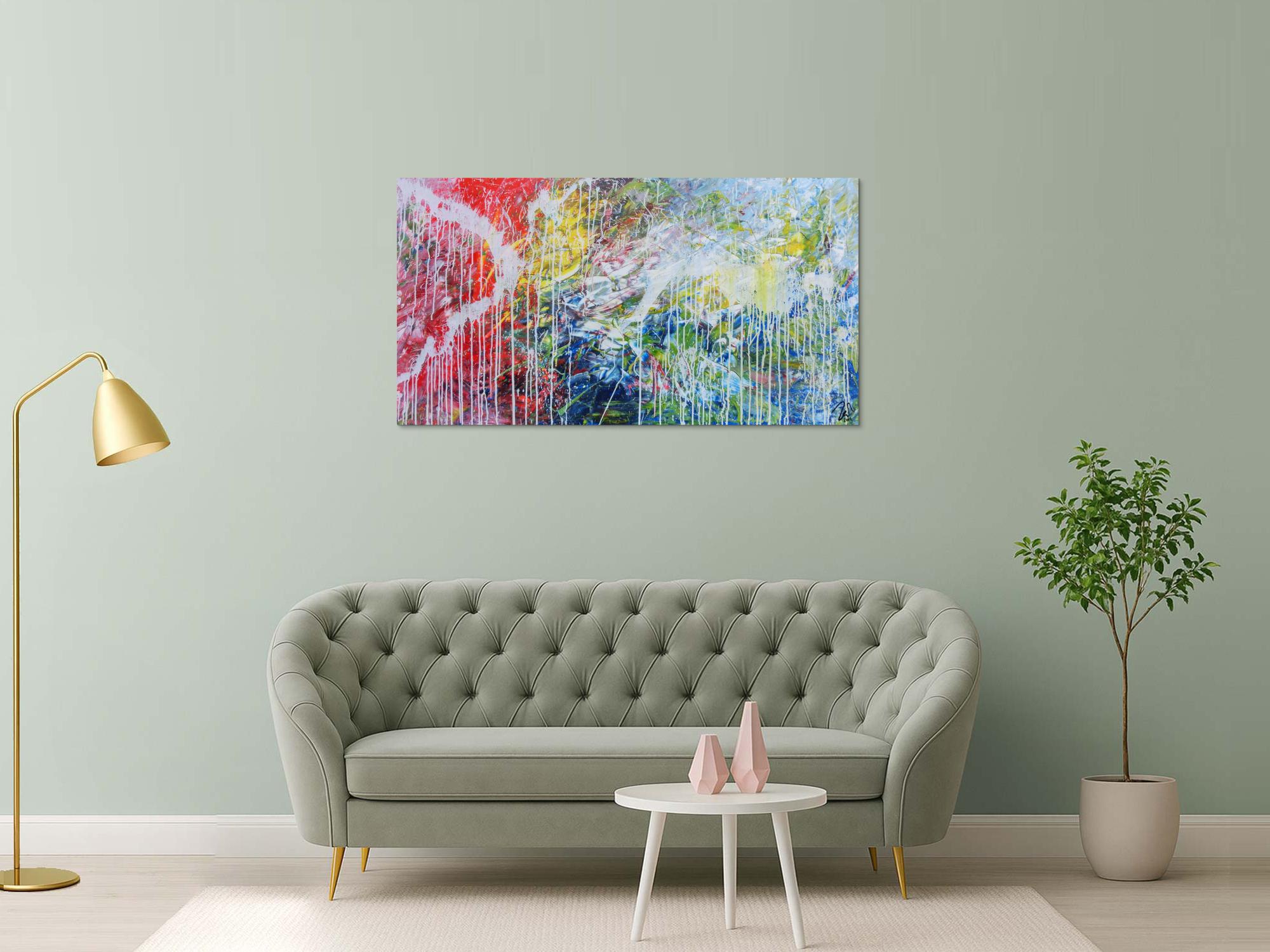 Helles abstraktes Acrylbild mondern zeitgenössich