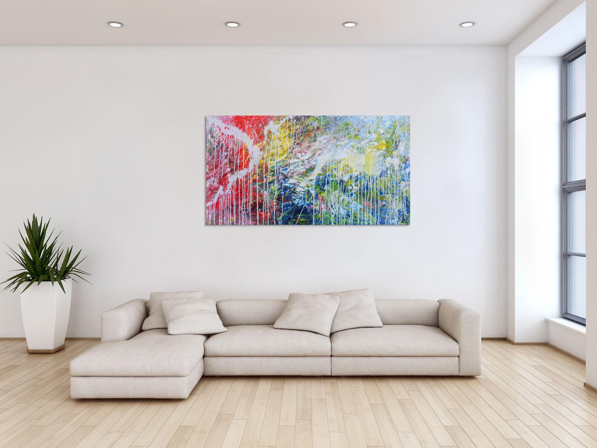 Helles abstraktes Acrylbild mondern zeitgenössich