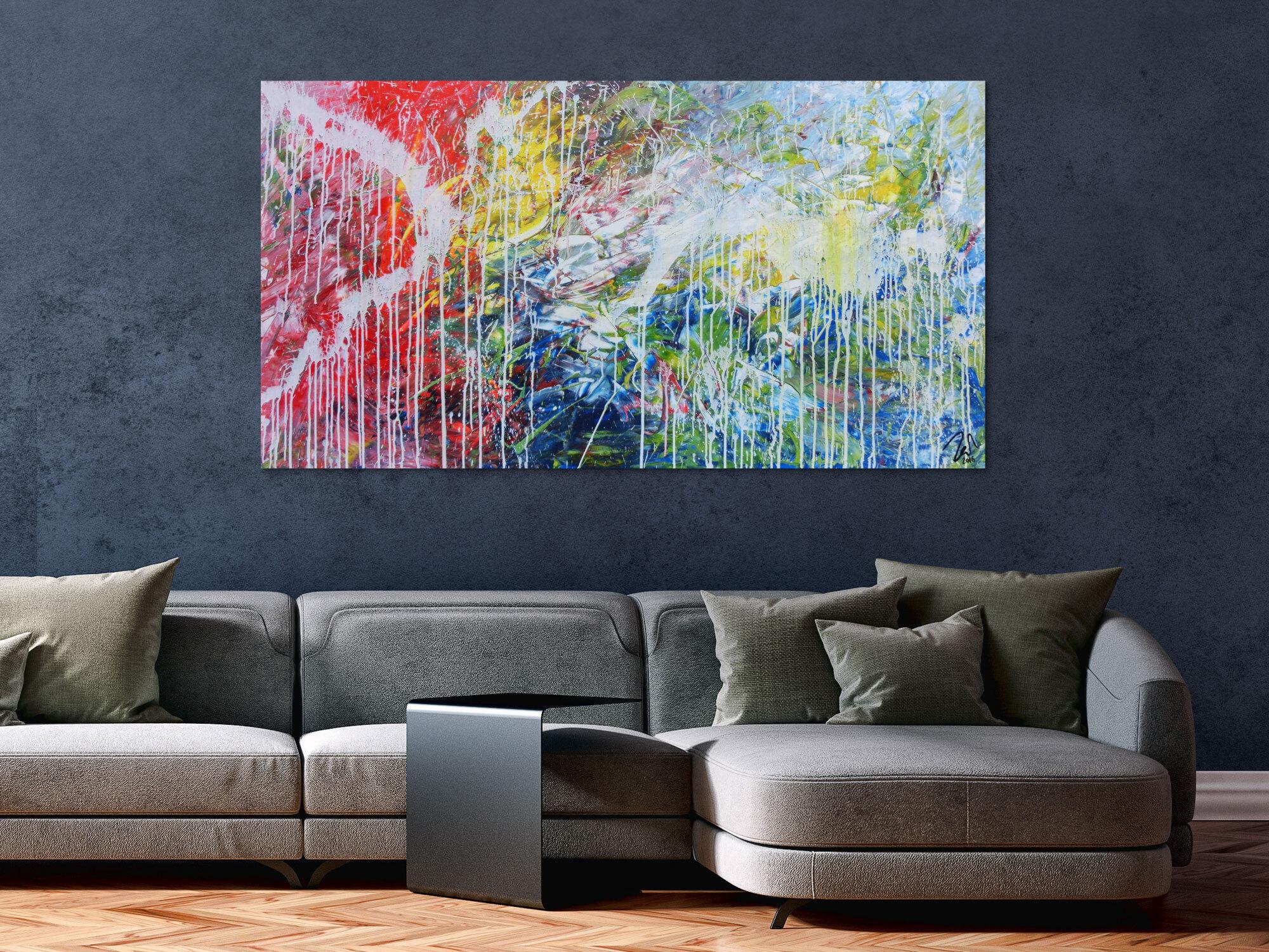 Helles abstraktes Acrylbild mondern zeitgenössich