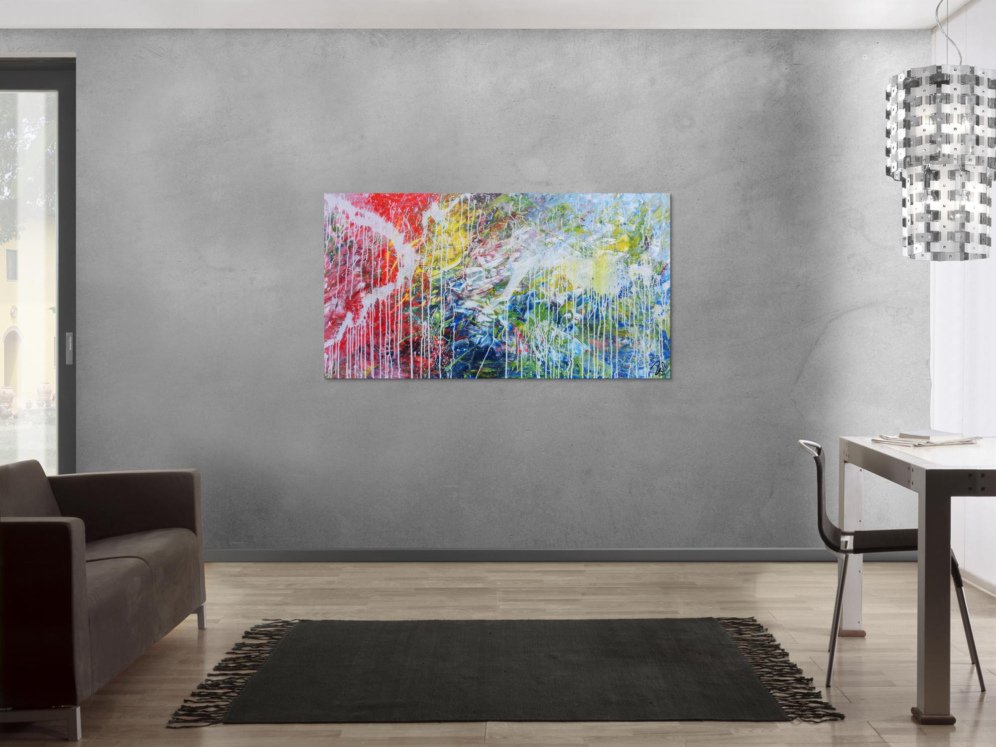 Helles abstraktes Acrylbild mondern zeitgenössich