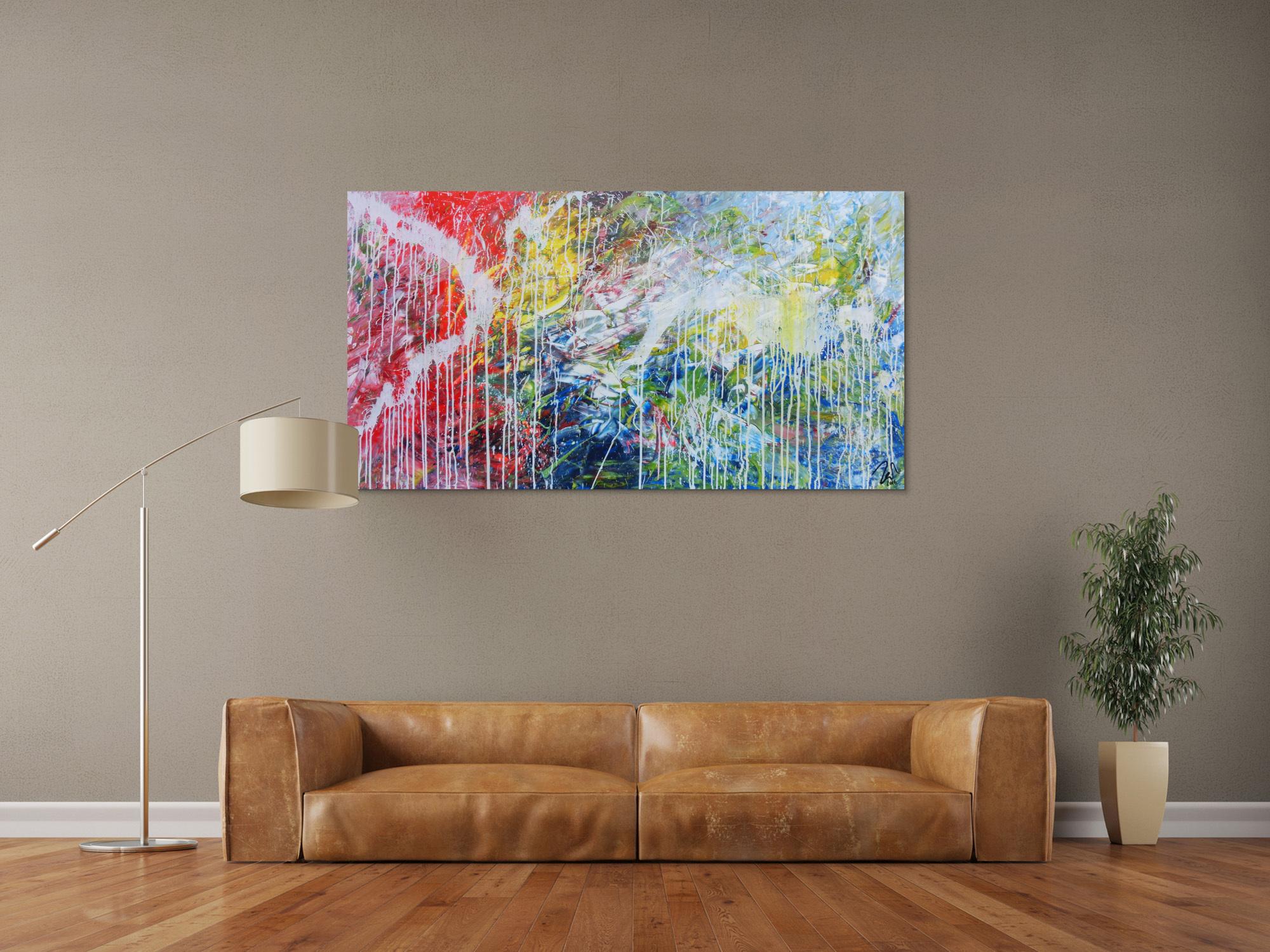 Helles abstraktes Acrylbild mondern zeitgenössich