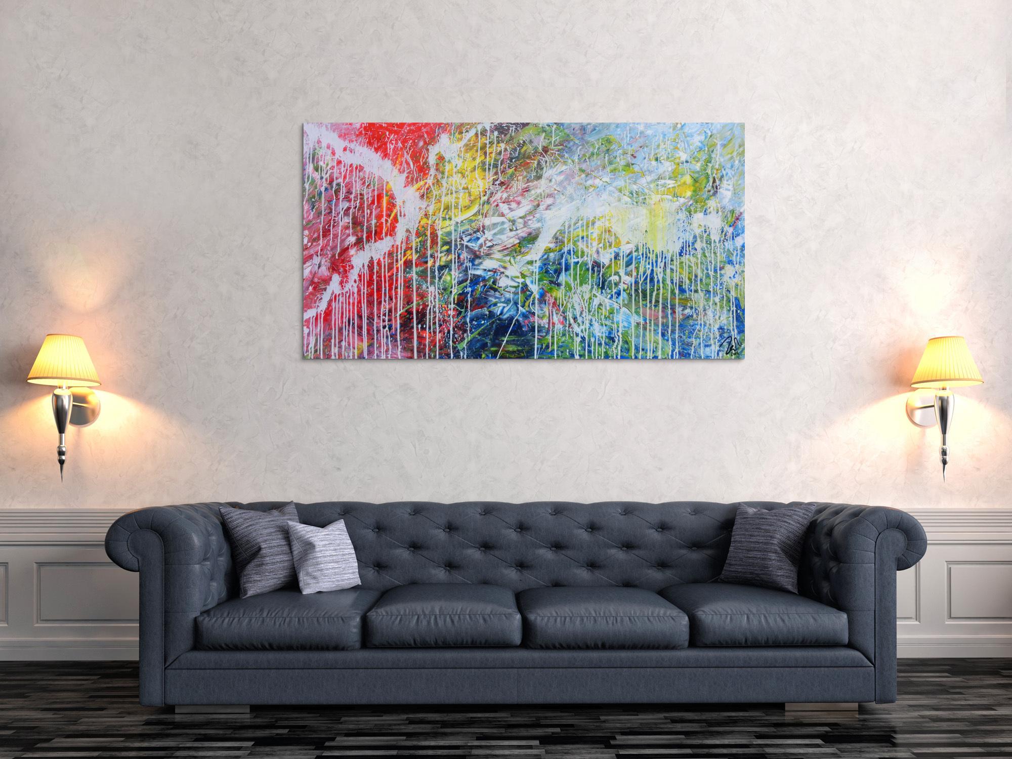 Helles abstraktes Acrylbild mondern zeitgenössich