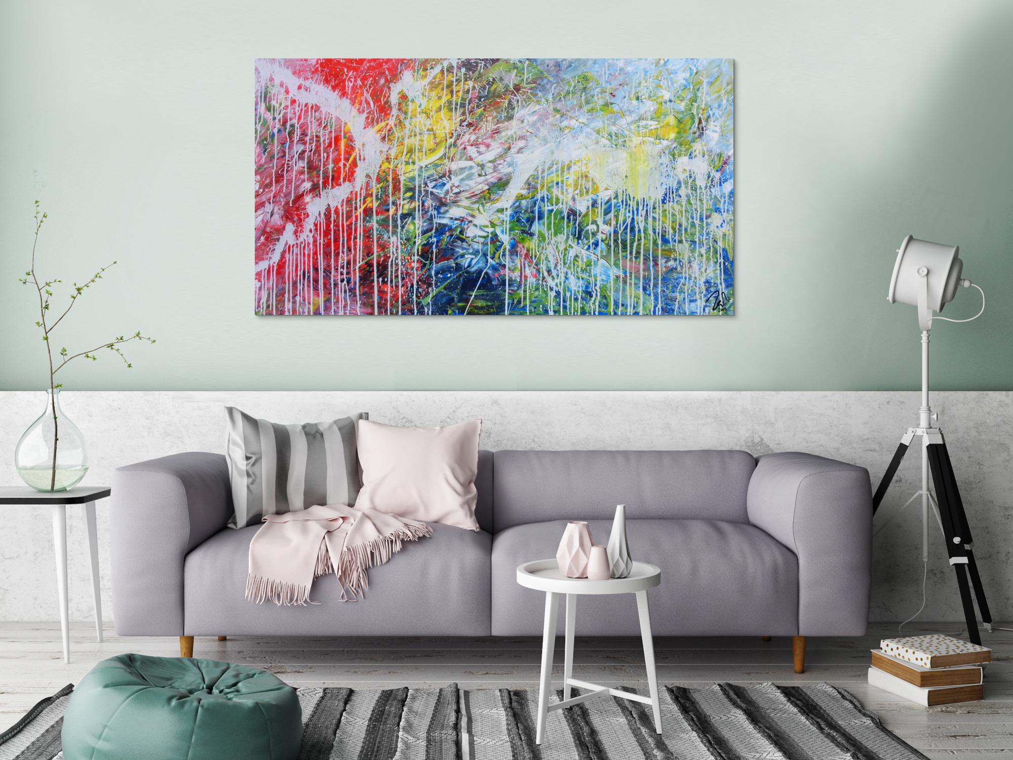 Helles abstraktes Acrylbild mondern zeitgenössich