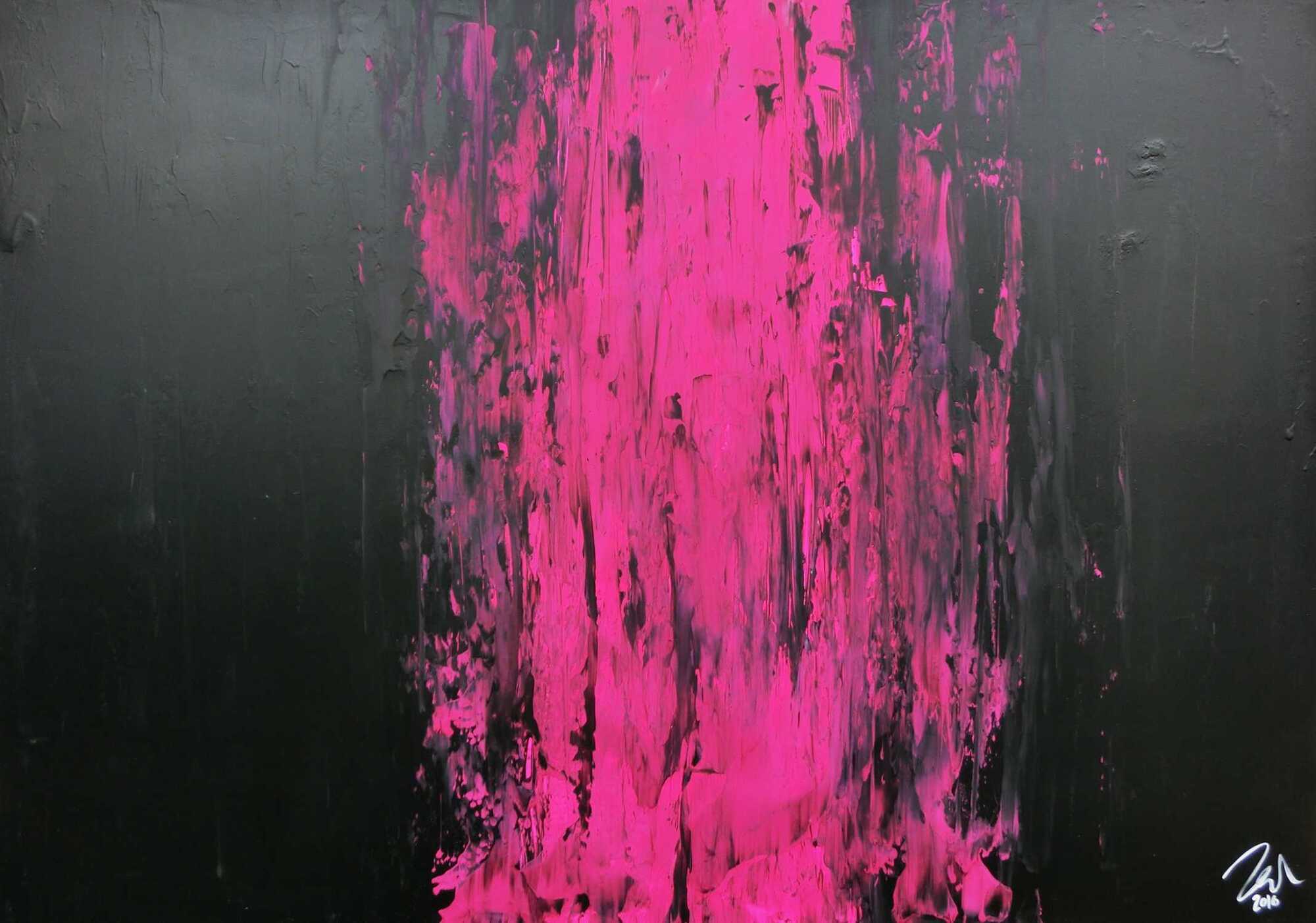 Minimalistisches abstraktes Gemälde schwarz und pink sehr modern