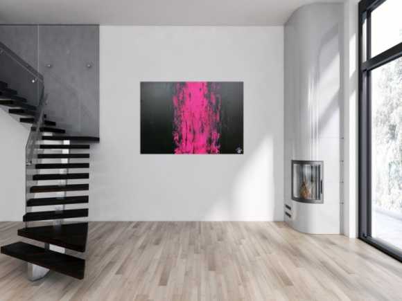 Minimalistisches abstraktes Gemälde schwarz und pink sehr modern