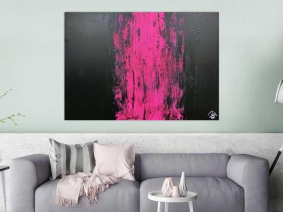 Minimalistisches abstraktes Gemälde schwarz und pink sehr modern