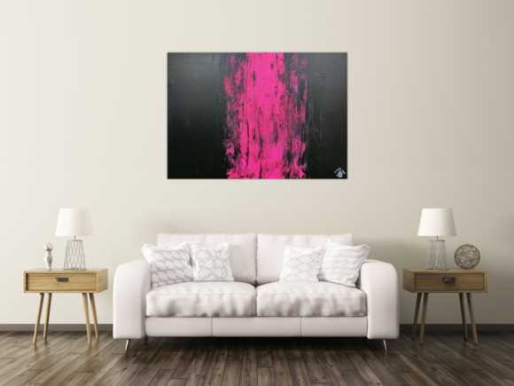 Minimalistisches abstraktes Gemälde schwarz und pink sehr modern