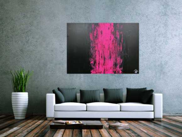 Minimalistisches abstraktes Gemälde schwarz und pink sehr modern