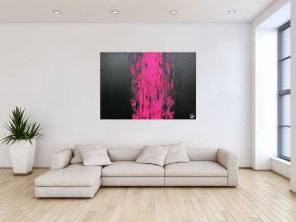 Minimalistisches abstraktes Gemälde schwarz und pink sehr modern
