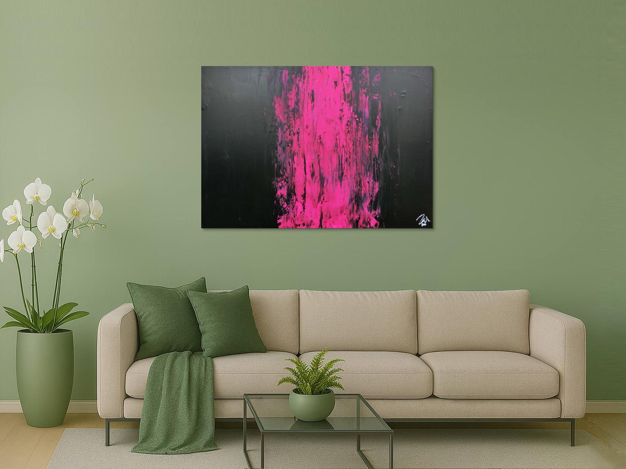 Minimalistisches abstraktes Gemälde schwarz und pink sehr modern