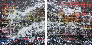 Modernes Gemälde abstrakt diptychon aus zwei Teilen