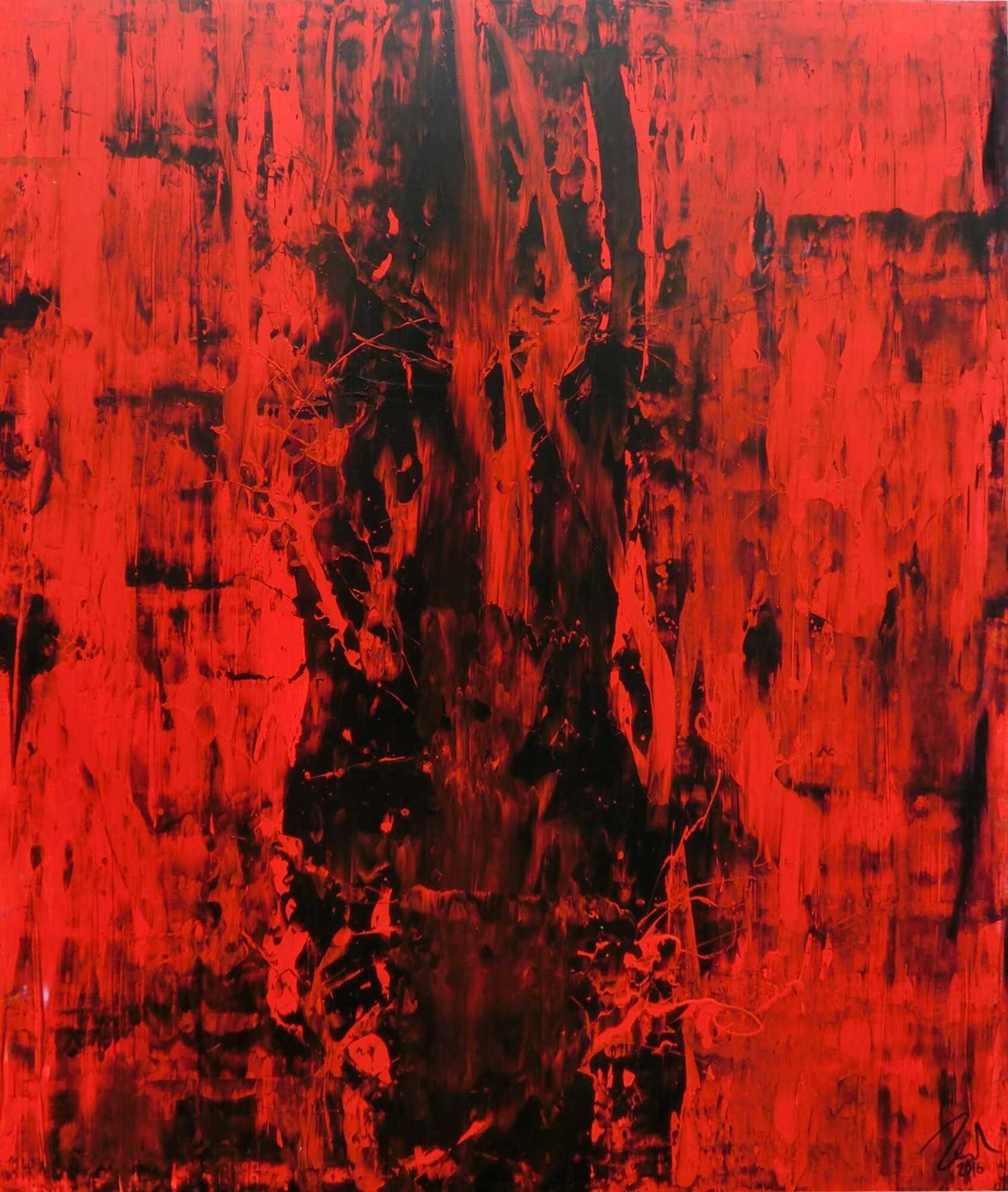 Abstraktes gemälde schwarz rot modern schlicht minmalistisch