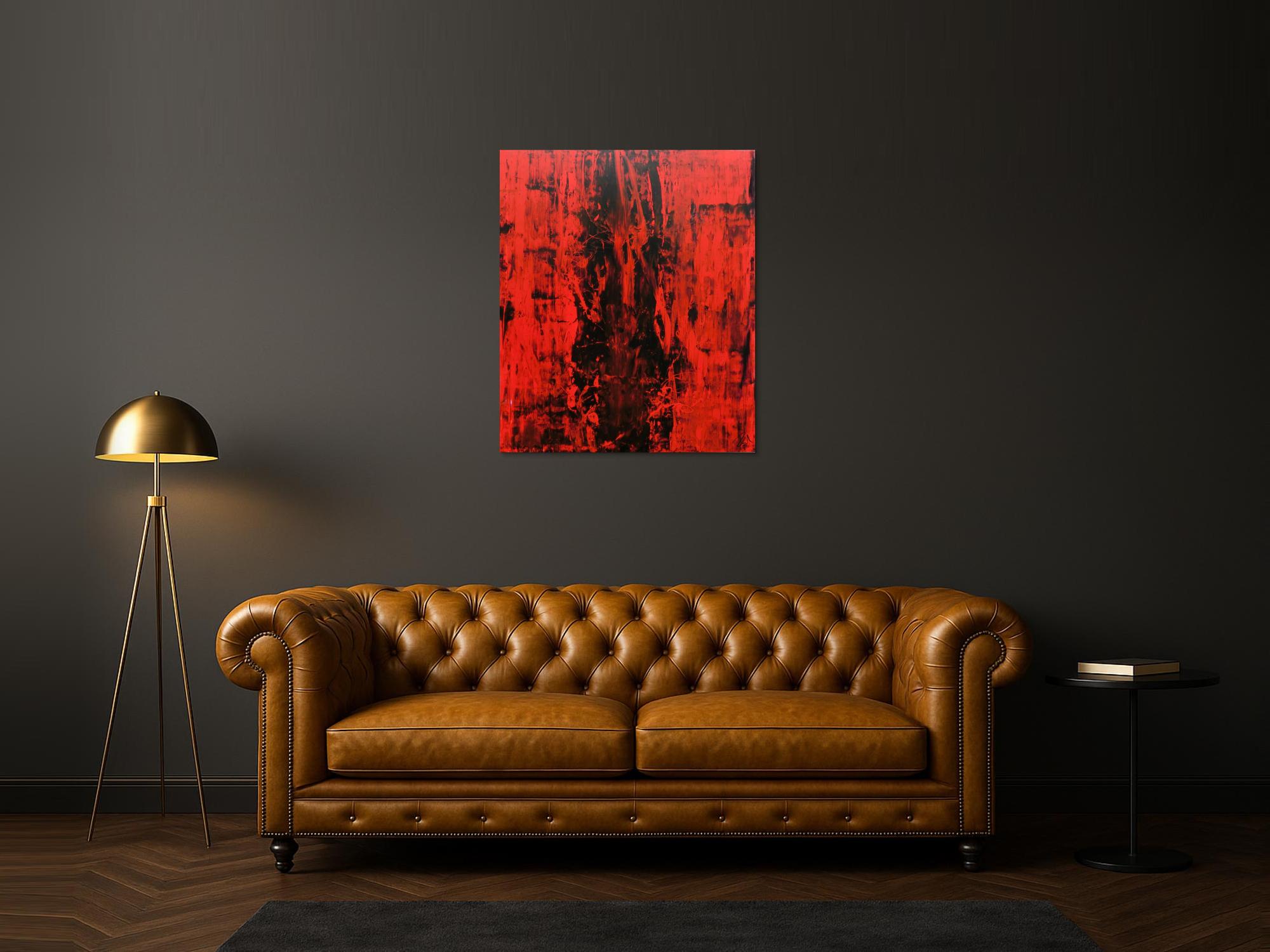 Abstraktes gemälde schwarz rot modern schlicht minmalistisch