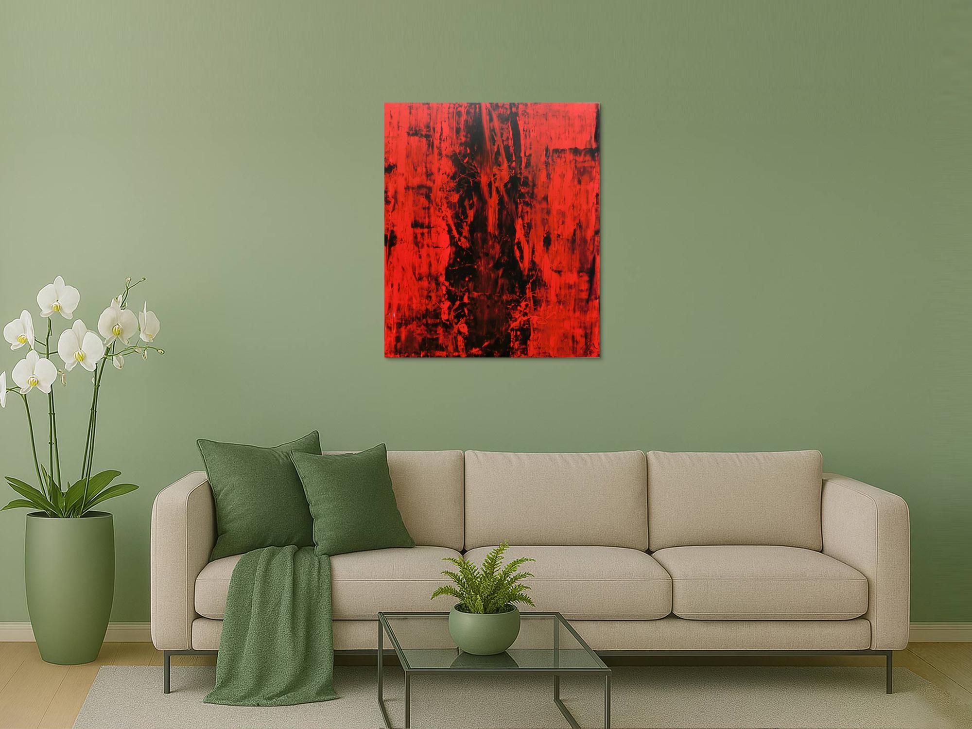 Abstraktes gemälde schwarz rot modern schlicht minmalistisch