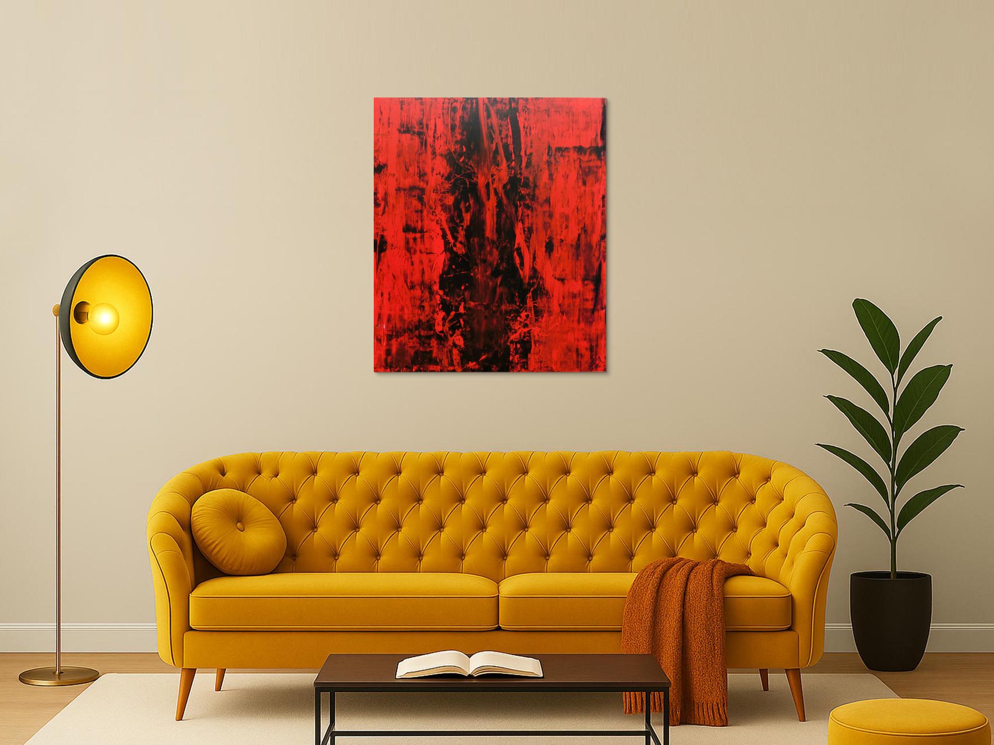 Abstraktes gemälde schwarz rot modern schlicht minmalistisch