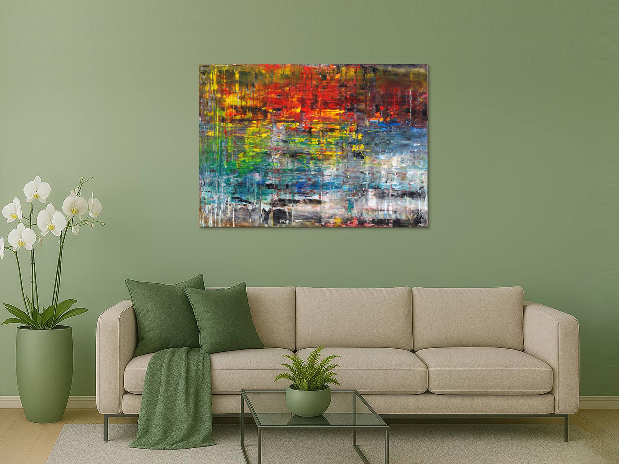 Sehr buntes abstraktes Gemälde aus Acryl modern viele Farben