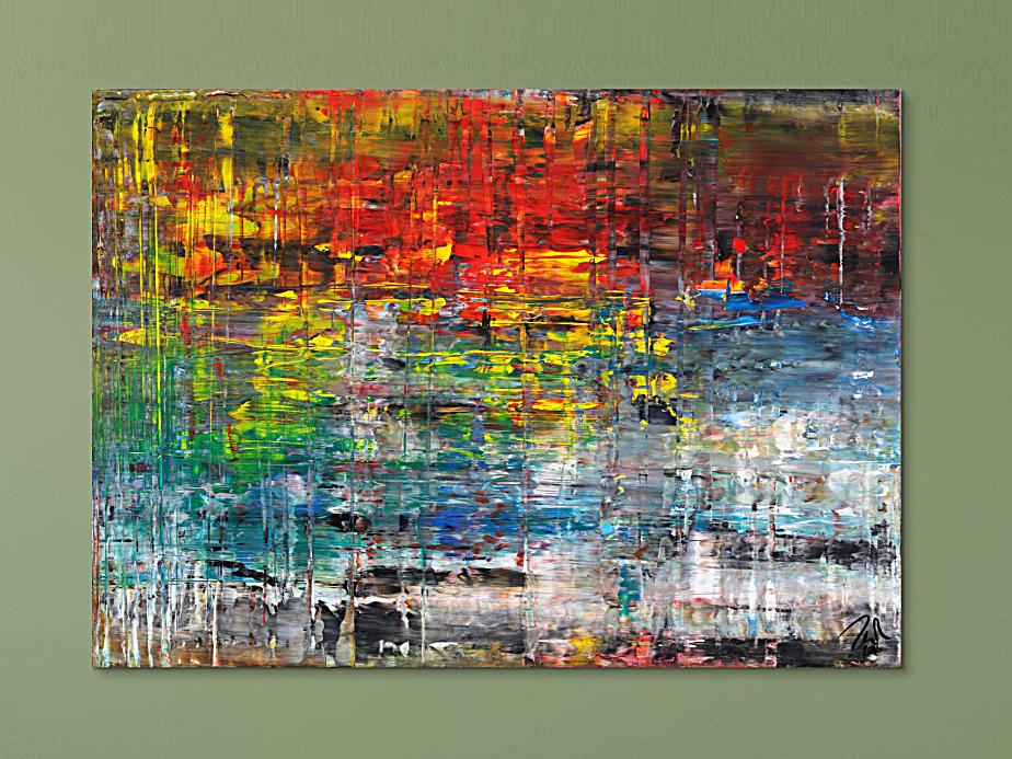 Sehr buntes abstraktes Gemälde aus Acryl modern viele Farben