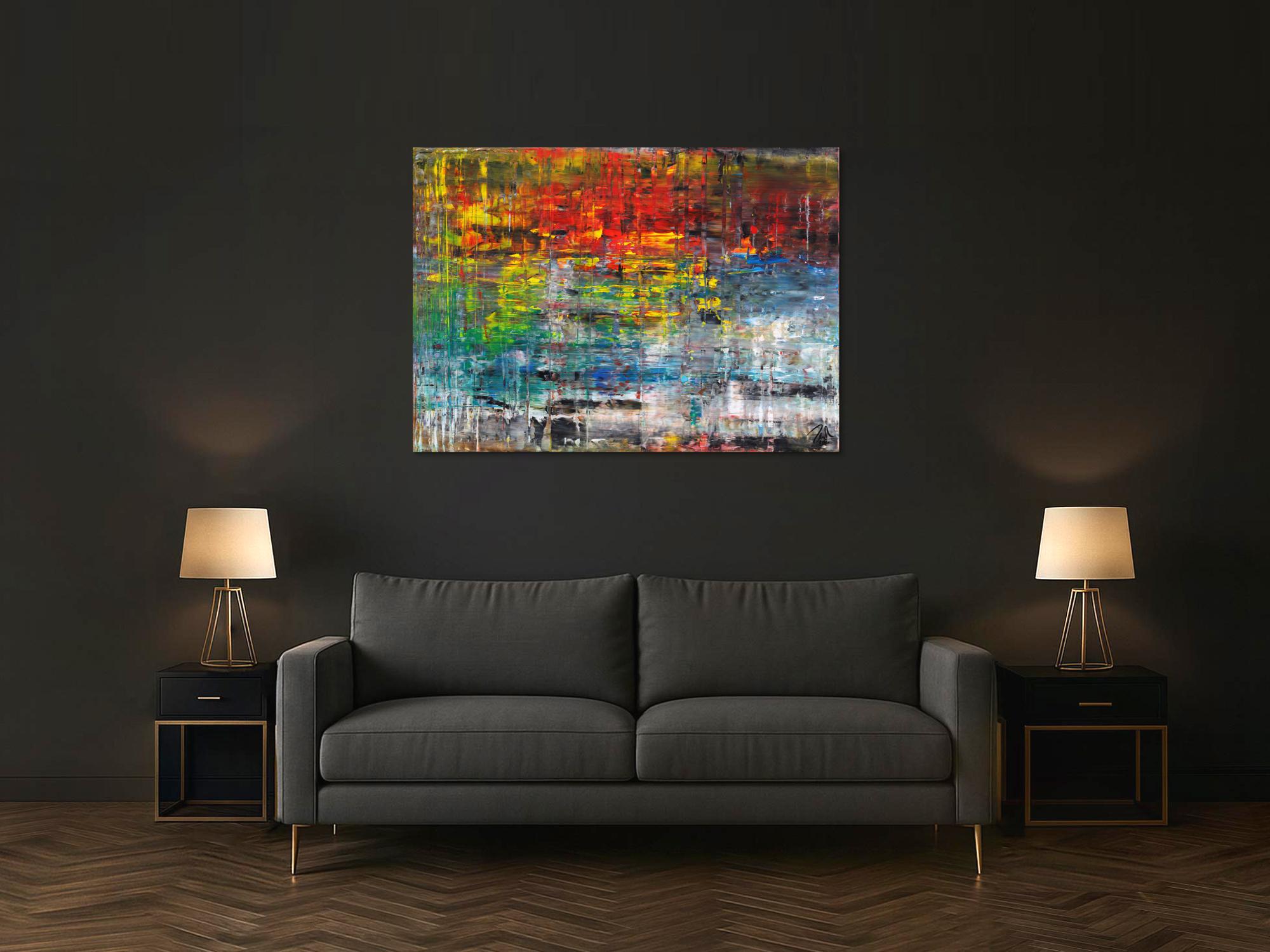 Sehr buntes abstraktes Gemälde aus Acryl modern viele Farben