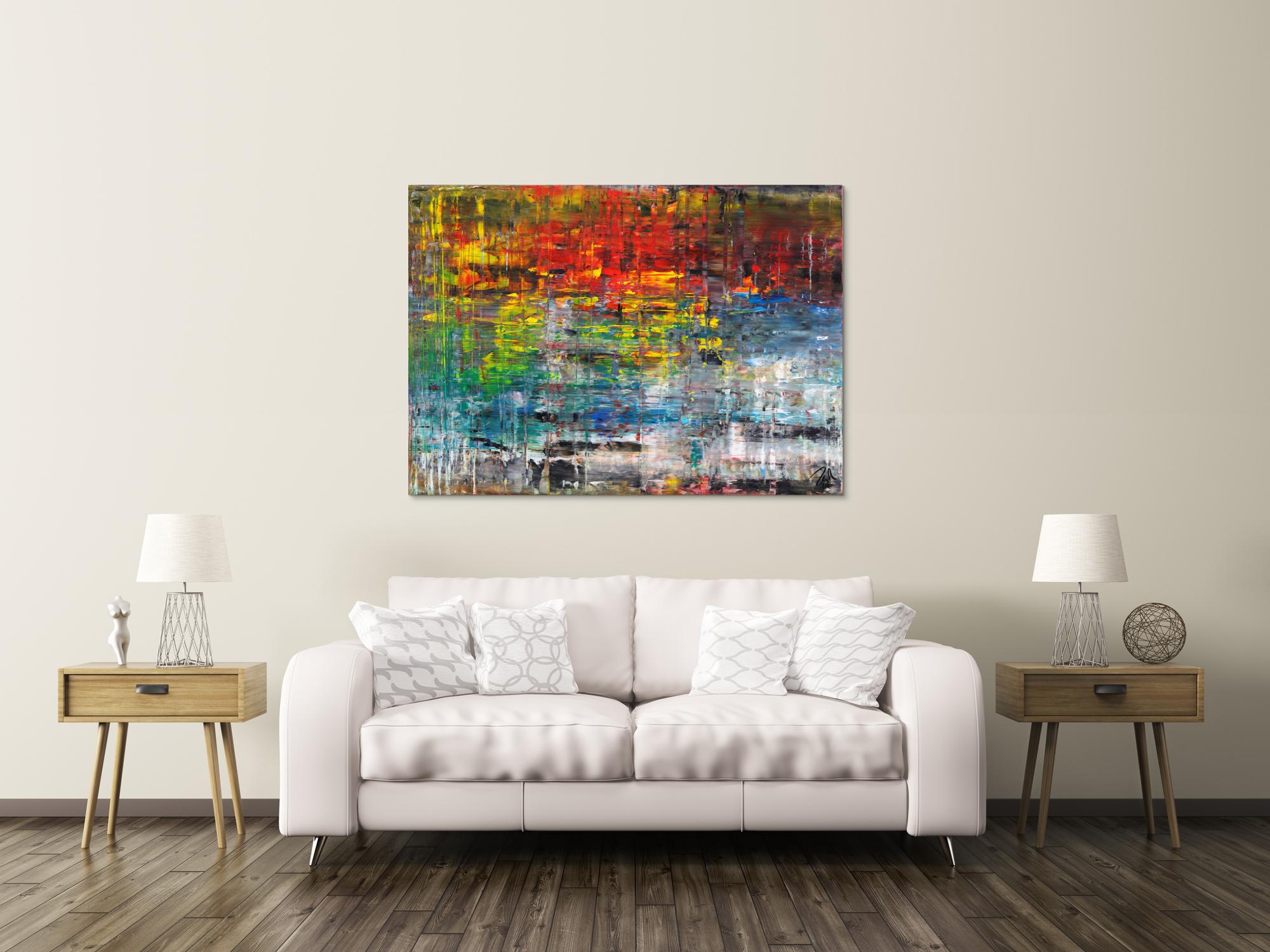 Sehr buntes abstraktes Gemälde aus Acryl modern viele Farben